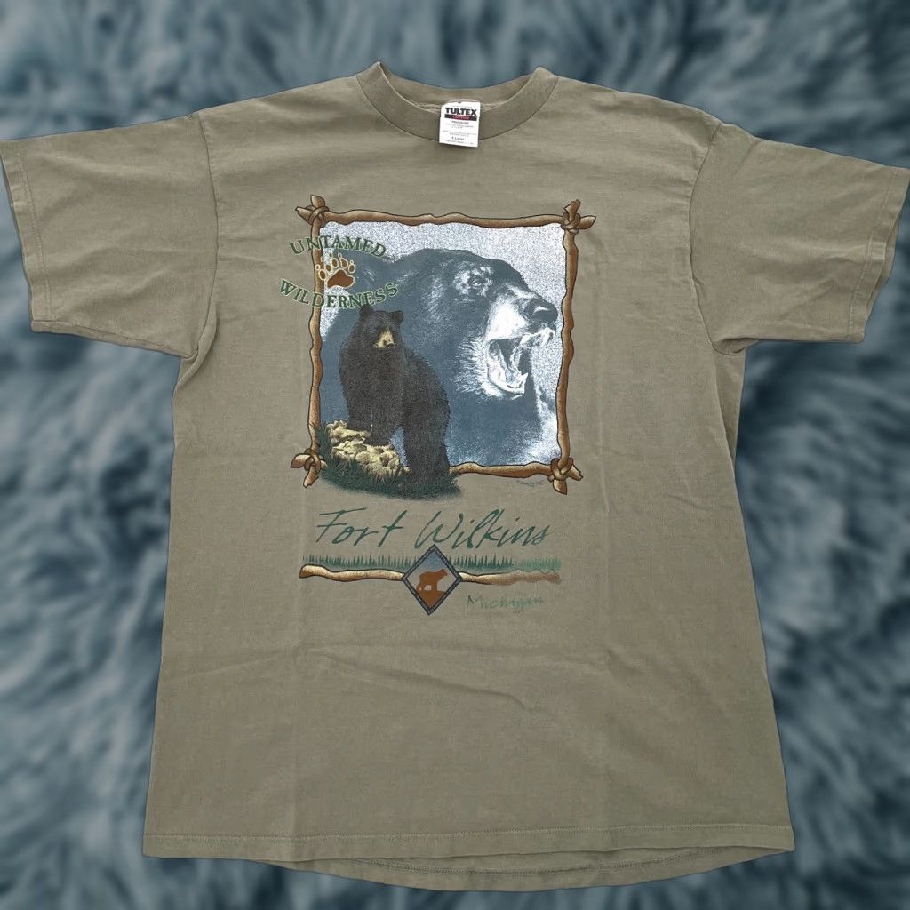 Tultex VINTAGE Michigan T-Shirt Adult XL Bear Fort Wilkins State Park 90s USA Cotton Size US XL / EU 56 / 4 - 1 Thumbnail