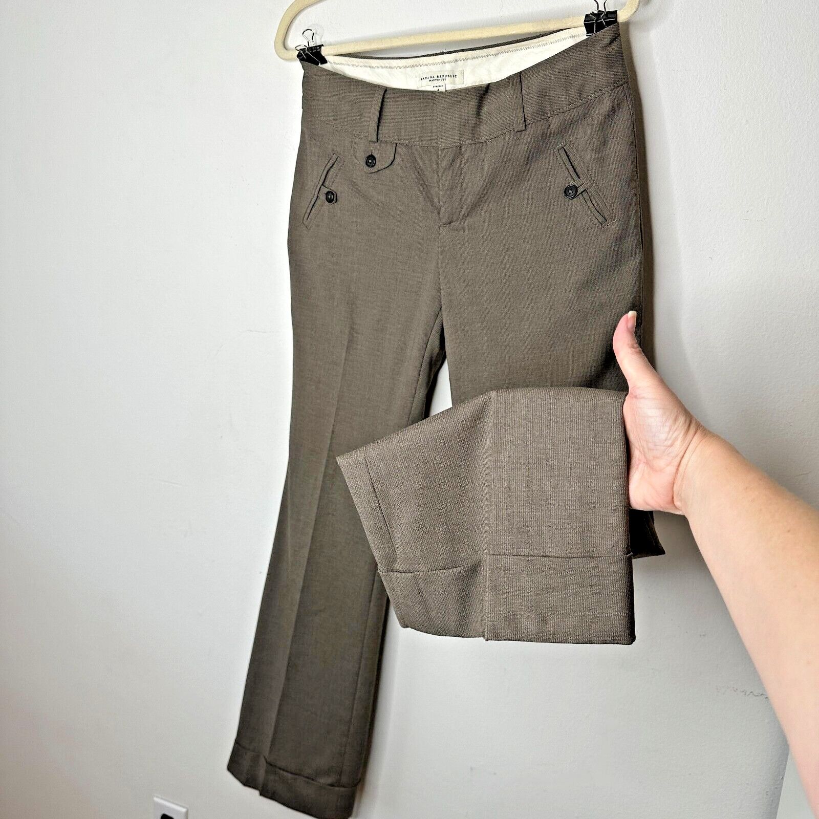 Banana Republic Banana Republic Brown Martin Fit Wide Leg Cuffed Trouser 4 Size 27" / US 4 / IT 40 - 5 Thumbnail