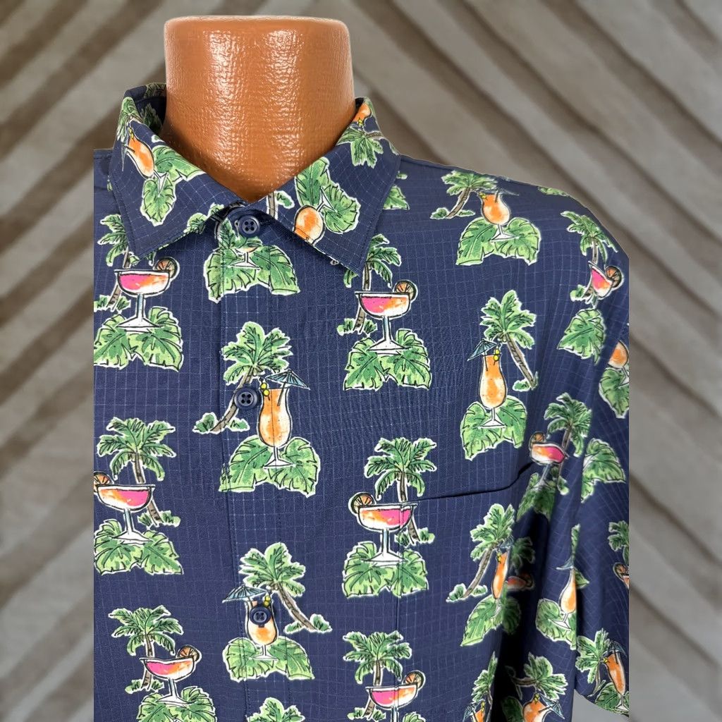 Tommy Bahama Tommy Bahama IslandZone Shirt Men XXL Cocktail Hawaiian Luau Tiki Aloha Blue Floral Short Sleeve Button-Up Collared Size US XXL / EU 58 / 5 - 1 Thumbnail