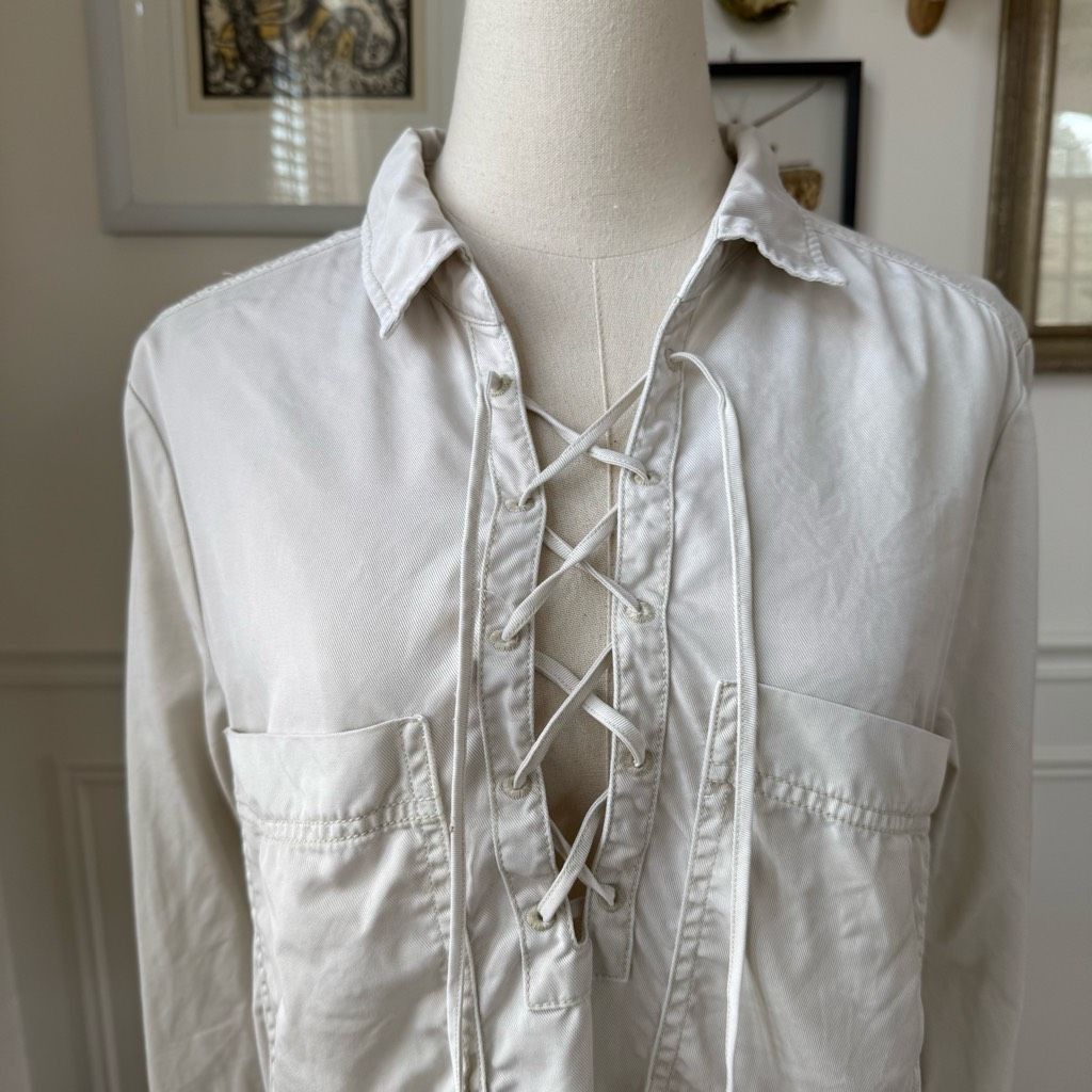 Free People Free People Under Your Spell Cream Lace Up Tunic Top $108 M Size M / US 6-8 / IT 42-44 - 3 Thumbnail