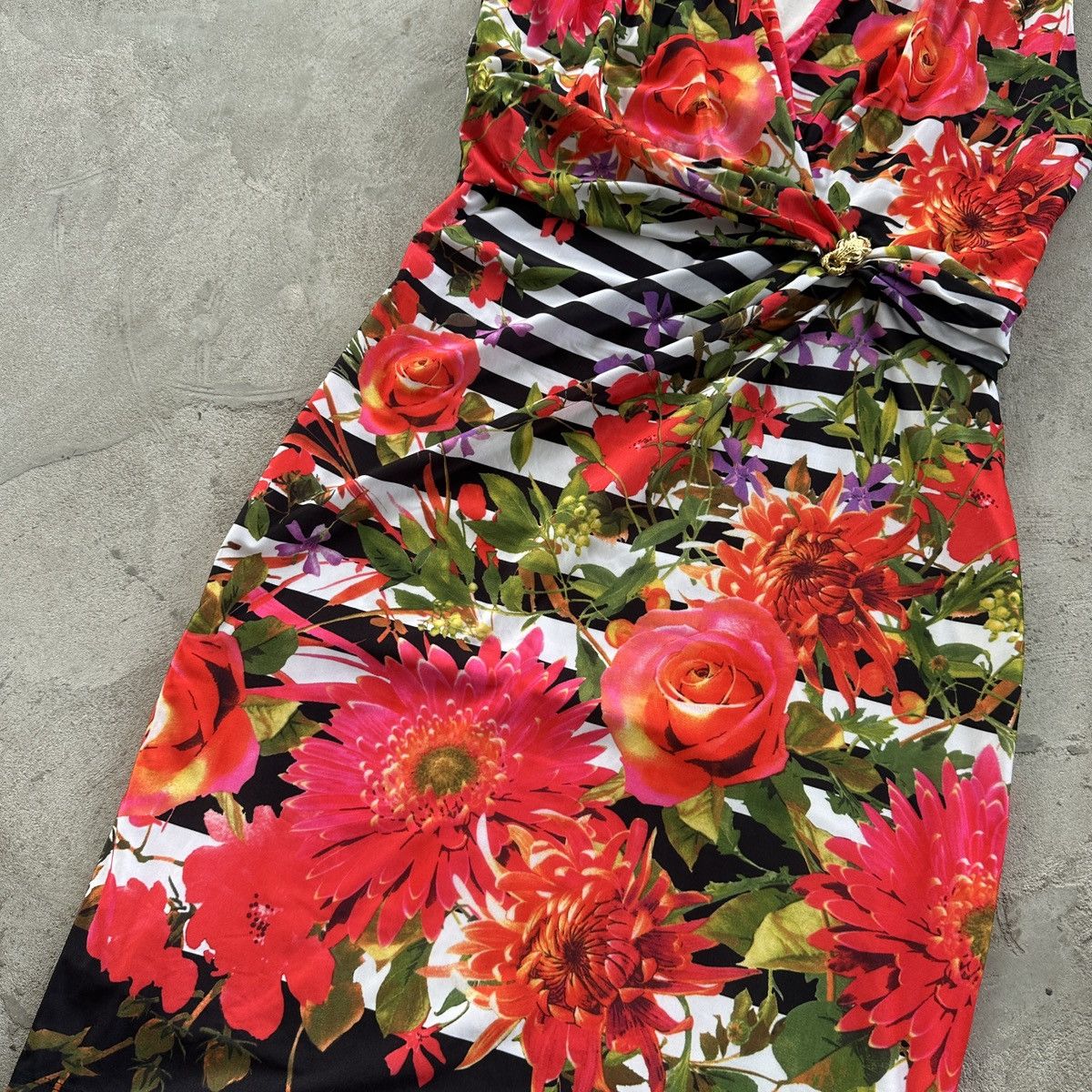 Roberto Cavalli Vintage Roberto Cavalli Floral Midi Dress Melat Red Womens M Size M / US 6-8 / IT 42-44 - 4 Thumbnail