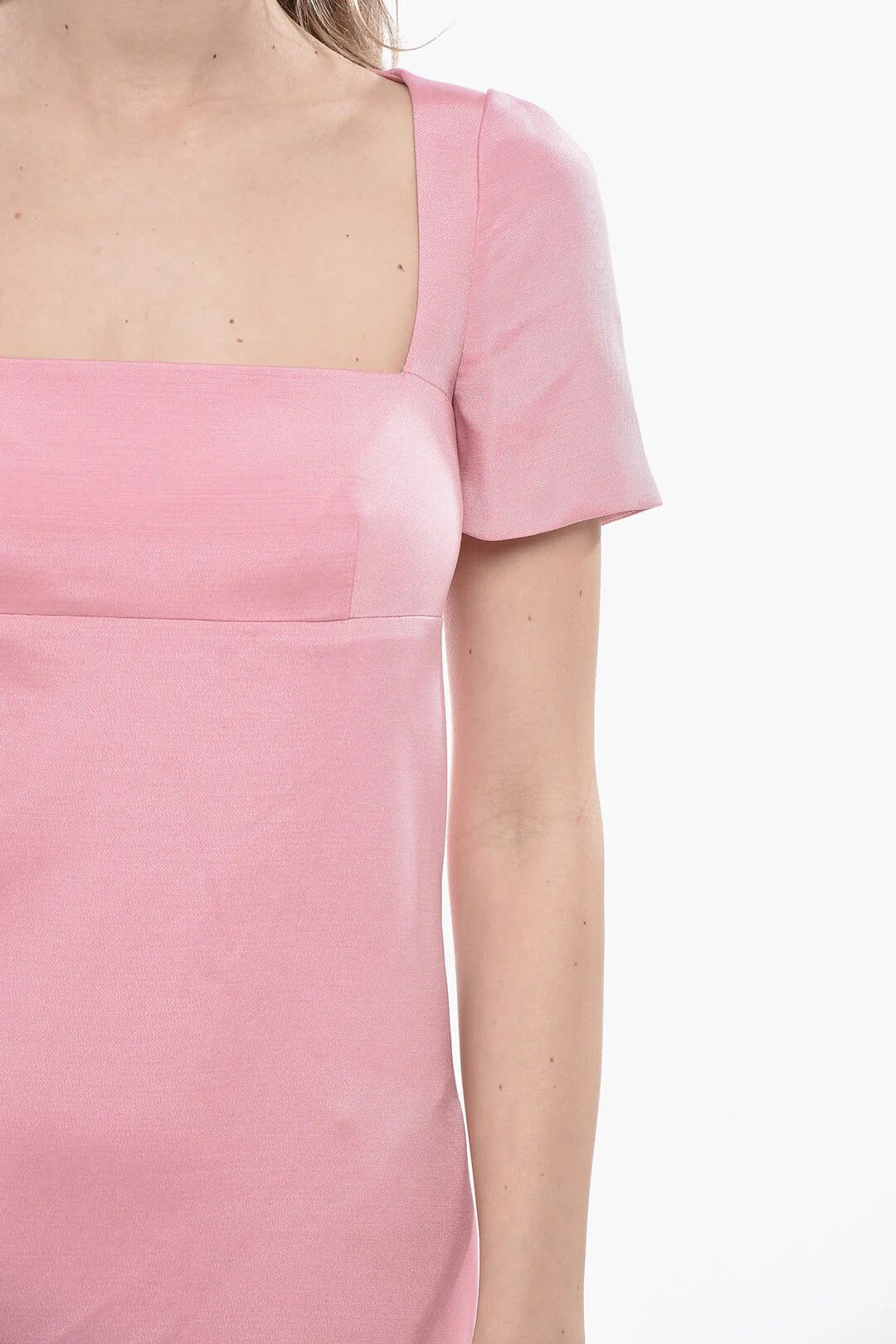 Valentino og1mm0426 Short-Sleeved Silk-Blend Sheath Dress in Pink Size XS / US 0-2 / IT 36-38 - 3 Thumbnail