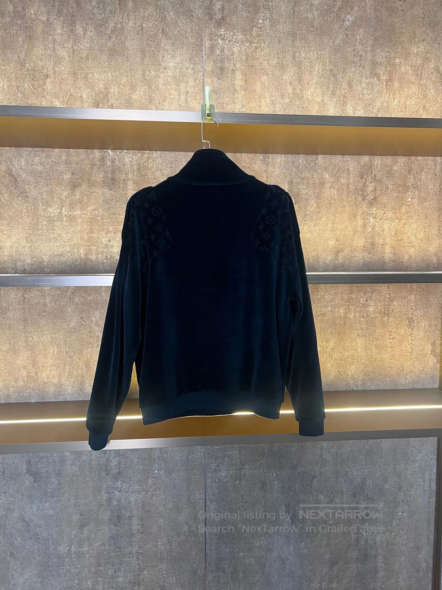 Louis Vuitton Louis Vuitton Black Velvet Embossed Logo Half-Zip Top| Size M / US 6-8 / IT 42-44 - 2 Thumbnail