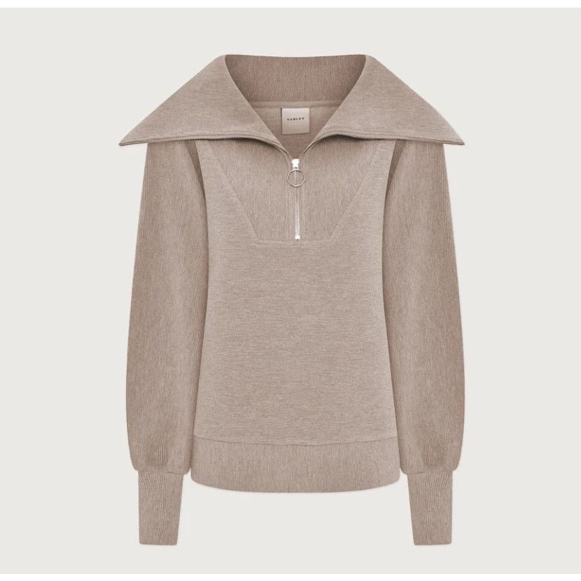 Varley VARLEY Vine Half-Zip Pullover Taupe Marl Ottomon VAR00485 Size S / US 4 / IT 40 - 1 Thumbnail