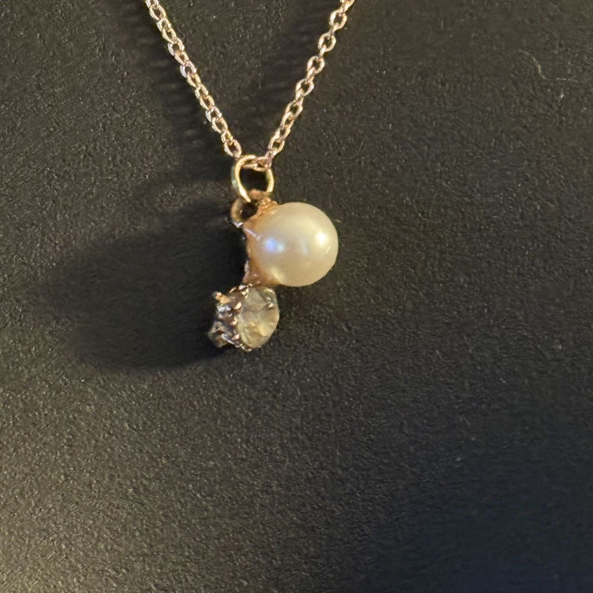 Other Gold over 925 silver pearl & rhinestone pendant necklace Size ONE SIZE - 2 Thumbnail