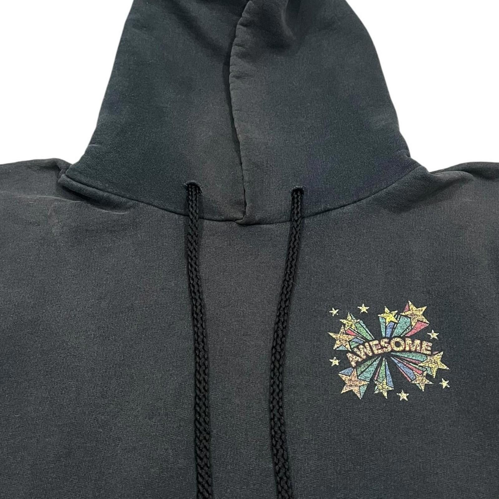 Hanes Vintage 90s Awesome Destressed Black Hoodie Size US M / EU 48-50 / 2 - 4 Thumbnail