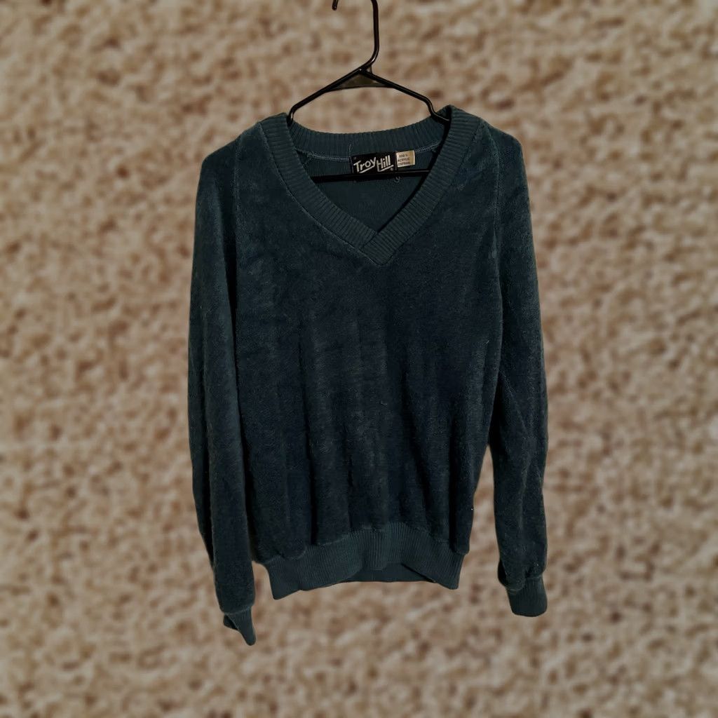 Vintage VINTAGE Troy Hill Sweater Mens Medium Blue Acrylic USA Zefran Terry Cloth 80's Size US M / EU 48-50 / 2 - 1 Thumbnail