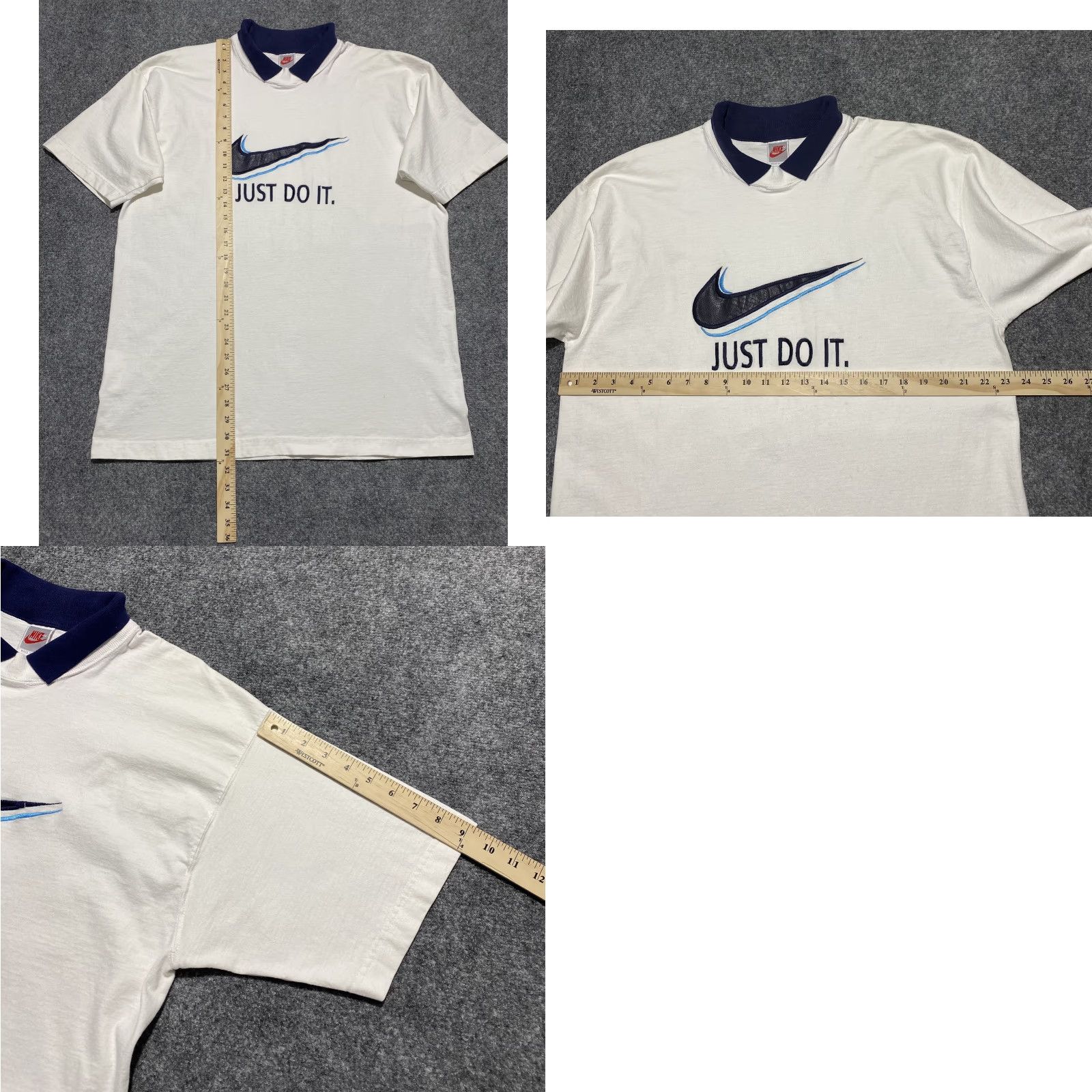 Nike VINTAGE Nike Shirt Mens Large White Just Do It Swoosh Polo Made USA 90s Size US L / EU 52-54 / 3 - 8 Thumbnail