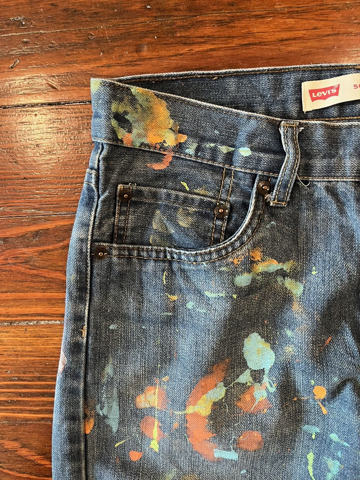 Levi's Levi’s 505 Regular Fit Jeans – Size 29×29 • Unique Painted Size US 29 - 4 Thumbnail