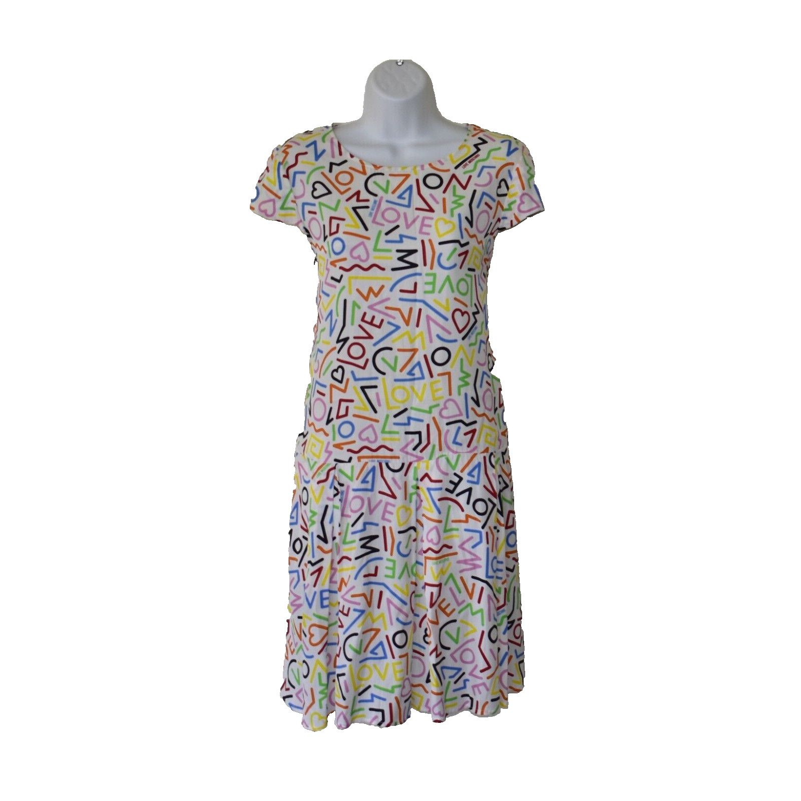 Love Moschino LOVE MOSCHINO Love Printed White Cap Sleeve Mini Dress Sz 8 Size M / US 6-8 / IT 42-44 - 1 Thumbnail