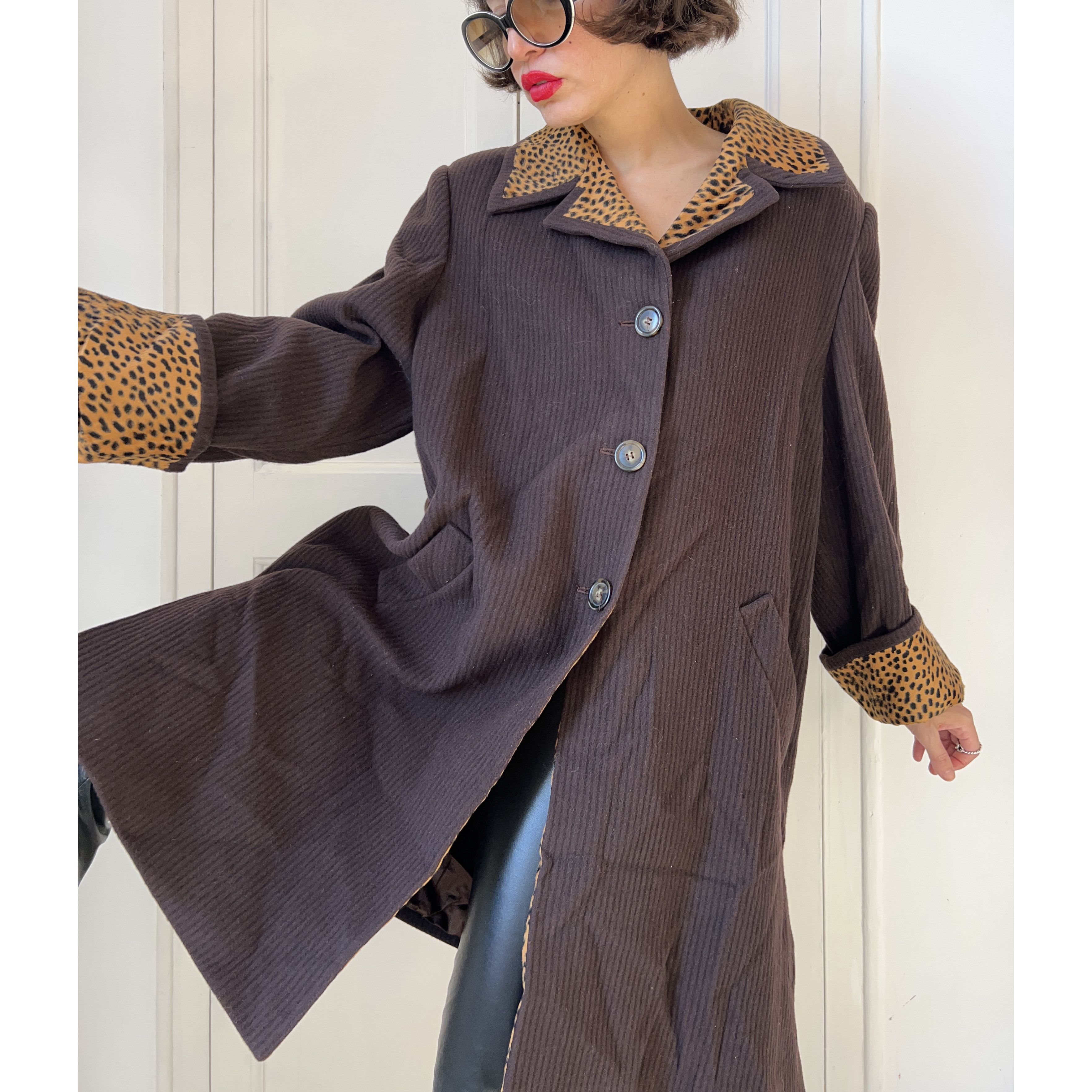 Vintage Vintage Brown Corduroy Wool Coat Size XL / US 12-14 / IT 48-50 - 4 Thumbnail