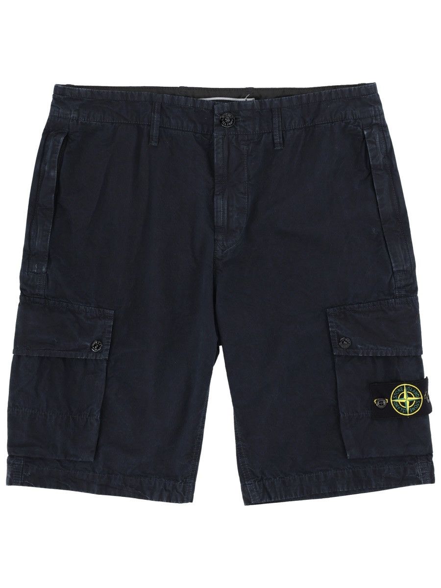 Stone Island STONE ISLAND CARGO SHORTS WITH LOGO PATCH - BLUE (JEANS 31) Size US 31 - 1 Thumbnail