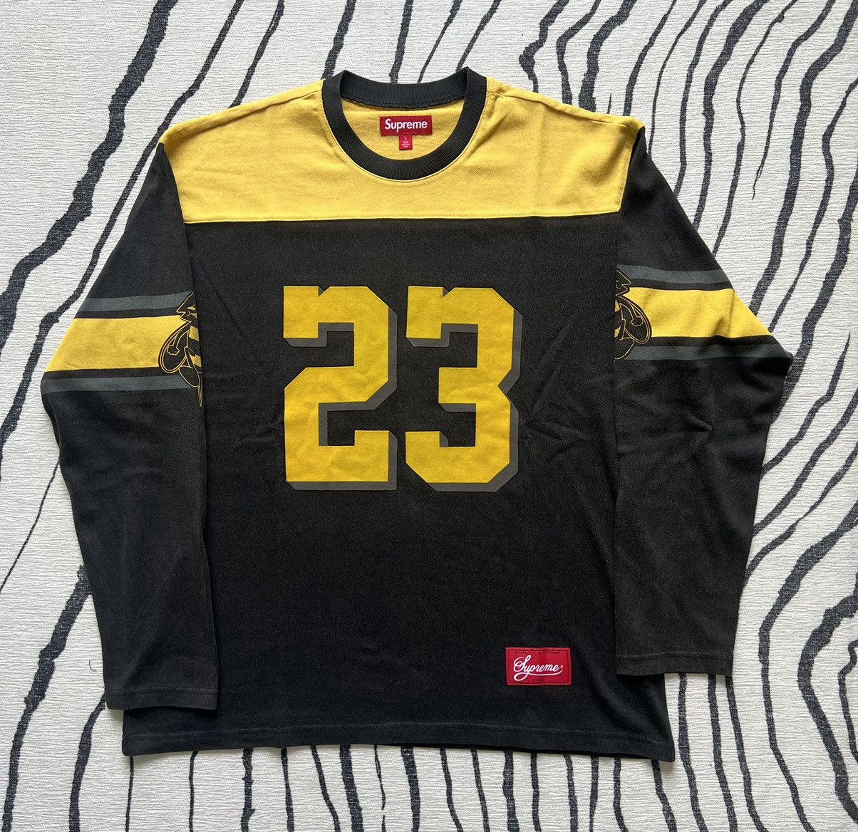 Supreme Black Yellow Bumblebee L/S Football Top | Grailed