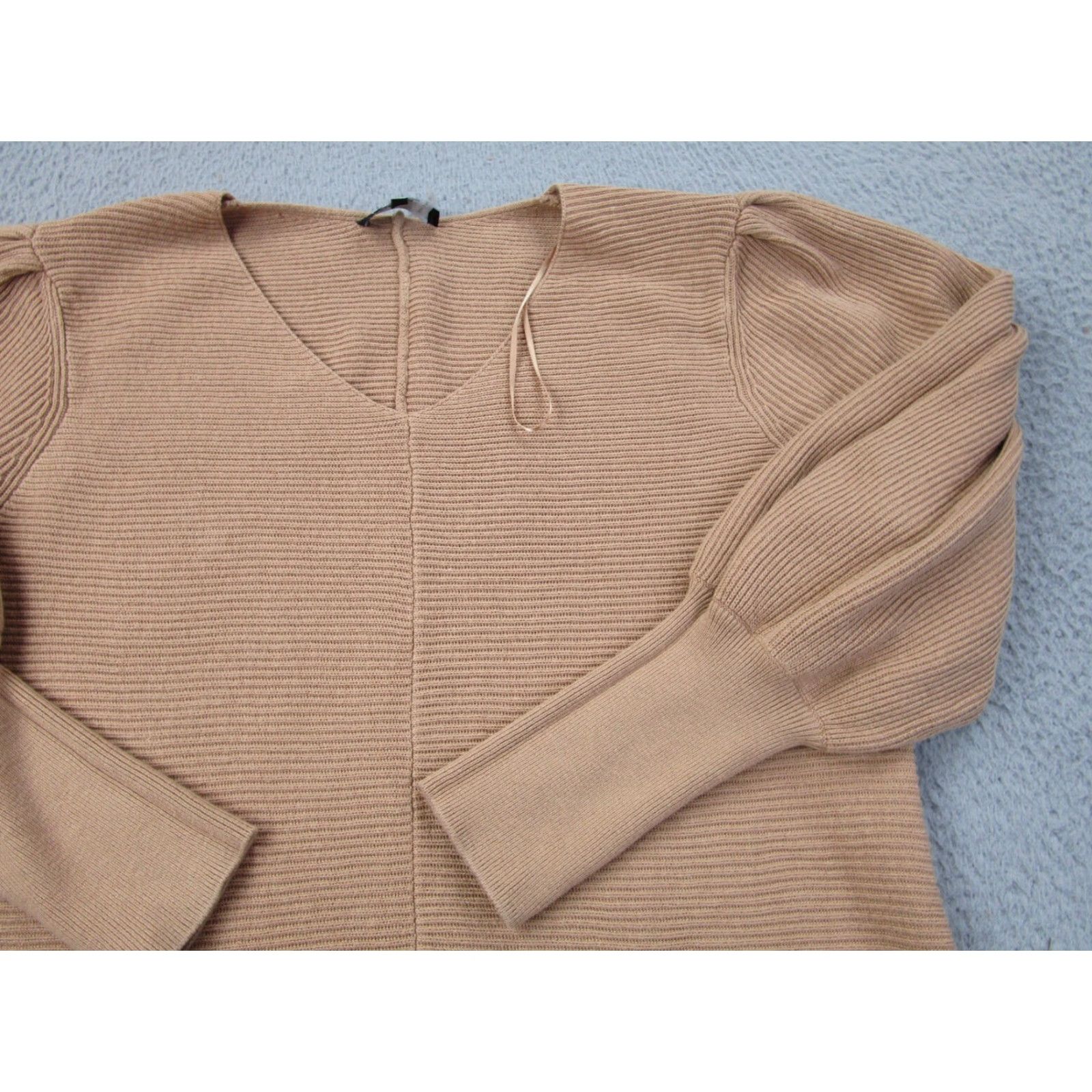Vintage 1.STATE Sweater Womens M Ribbed Balloon Puff Sleeves Quiet Luxury Clean Girl Size M / US 6-8 / IT 42-44 - 2 Thumbnail