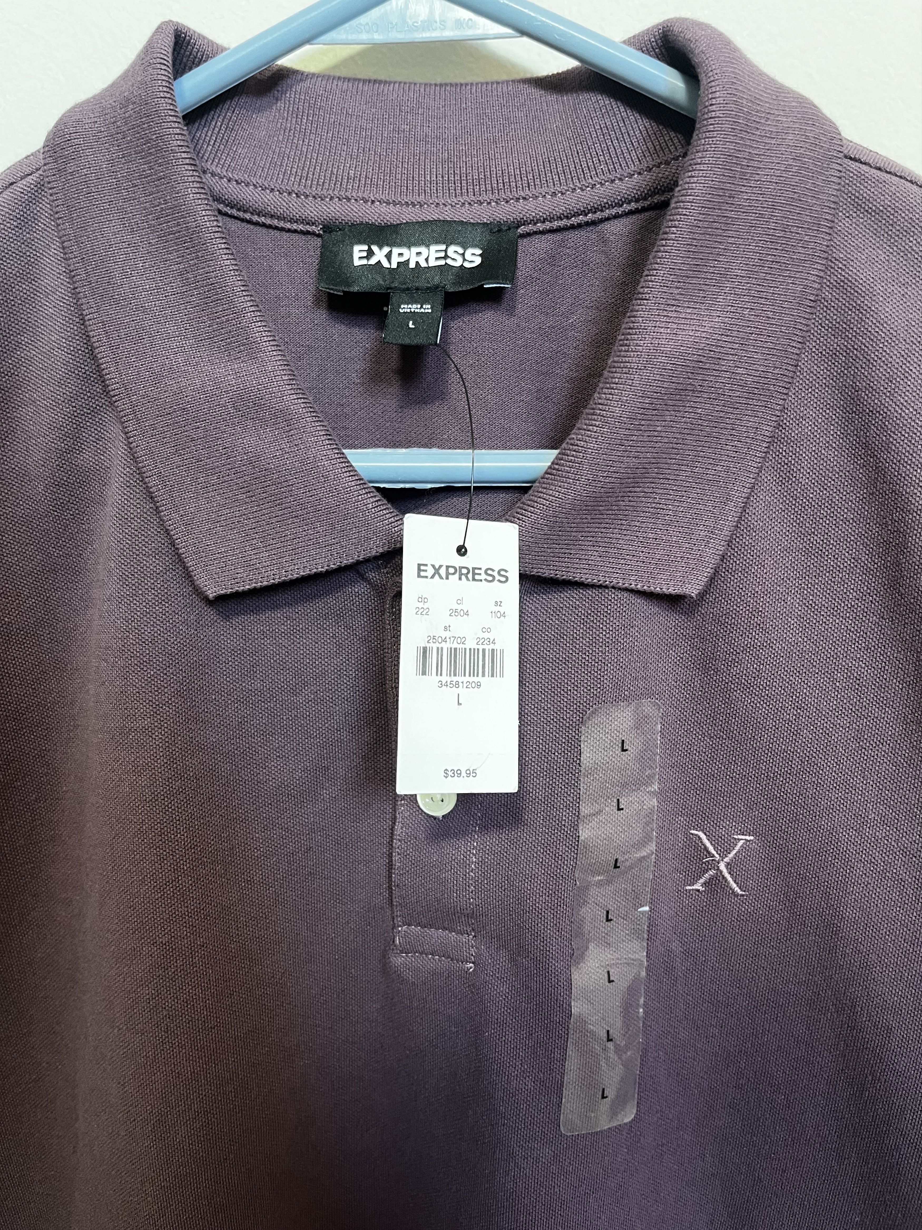 Express Express Men's Purple "X" Logo Polo (Size L) New W/ Tags Size US L / EU 52-54 / 3 - 2 Thumbnail