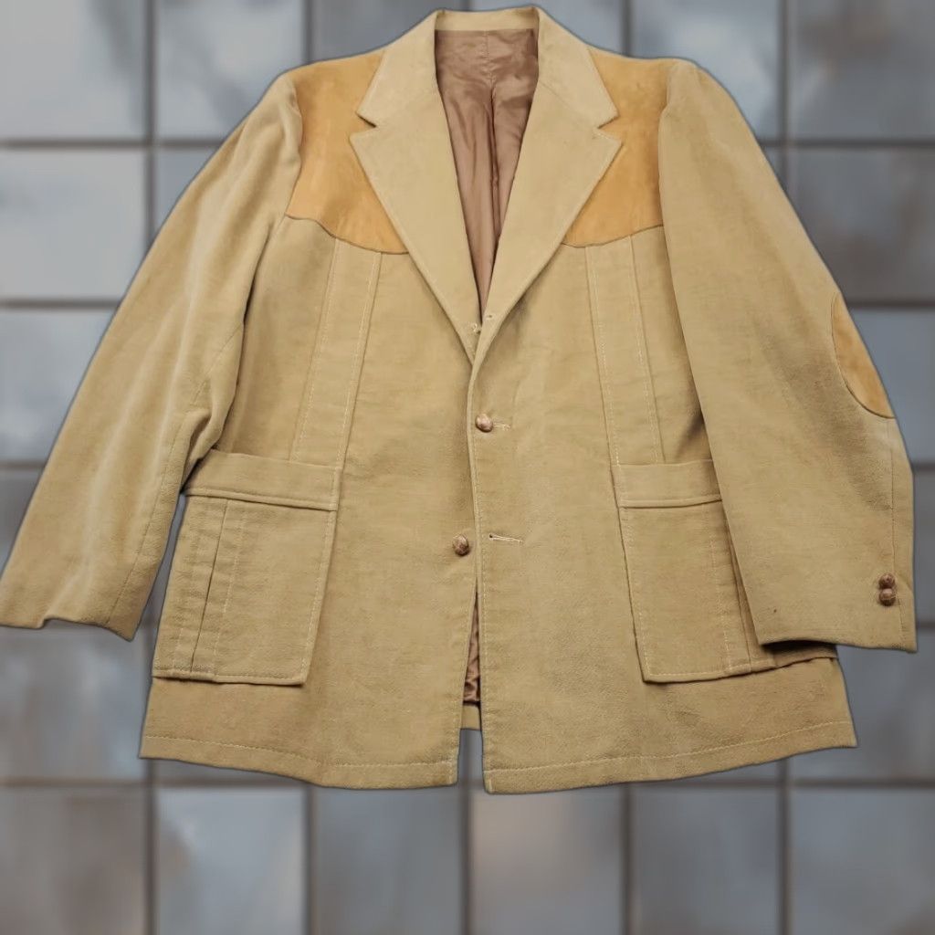 Vintage Brad Whitney Mens Western Jacket 46L Tan Blazer 1960s Size 46R - 1 Thumbnail