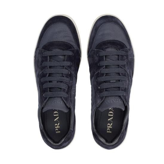 Prada o1mt1gz0526 Suede and Re-Nylon Low-Top Sneakers in Blue Size US 11 / EU 44 - 2 Thumbnail