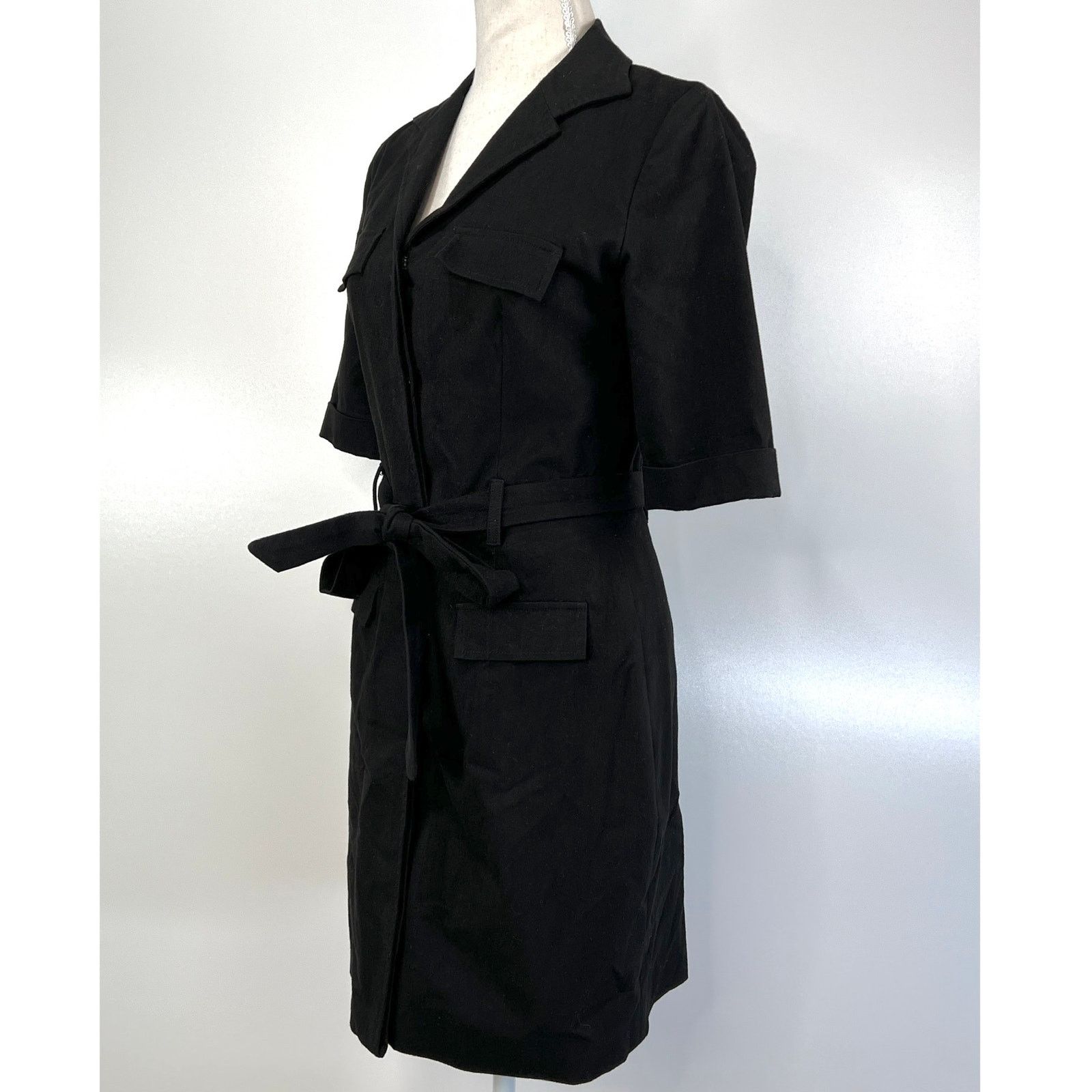 Other Amy Matto Belted Shirt Dress Black Mini Goth Size XS / US 0-2 / IT 36-38 - 5 Thumbnail