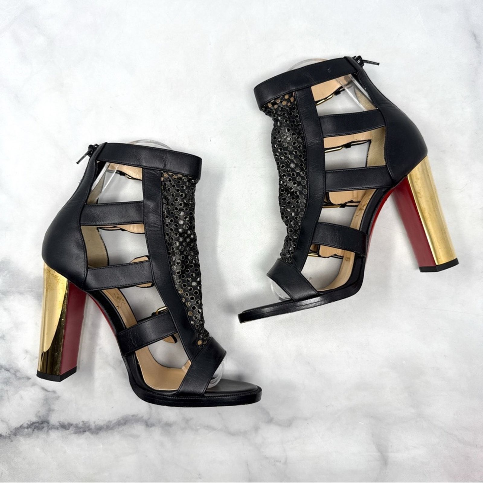 Christian Louboutin Christian Louboutin Fencing Leather Gladiator Bootie Heels Size US 4.5 / IT 34.5 - 6 Thumbnail