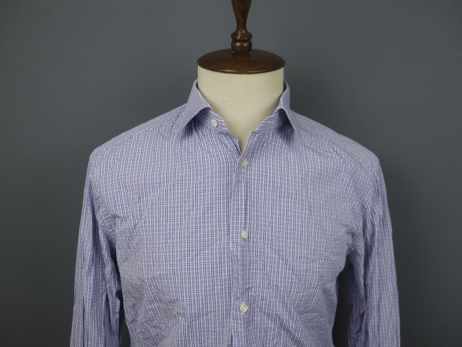 Ermenegildo Zegna Ermenegildo Zegna Blue Check 100% Dress Shirt Size 41 Size 38R - 2 Thumbnail