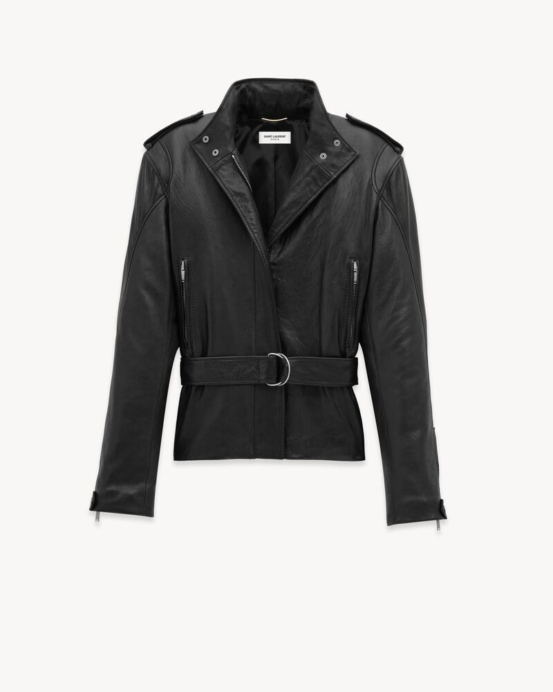 Saint Laurent Paris o1b1hav111125 Short Jacket in Lambskin in Black Size S / US 4 / IT 40 - 2 Thumbnail