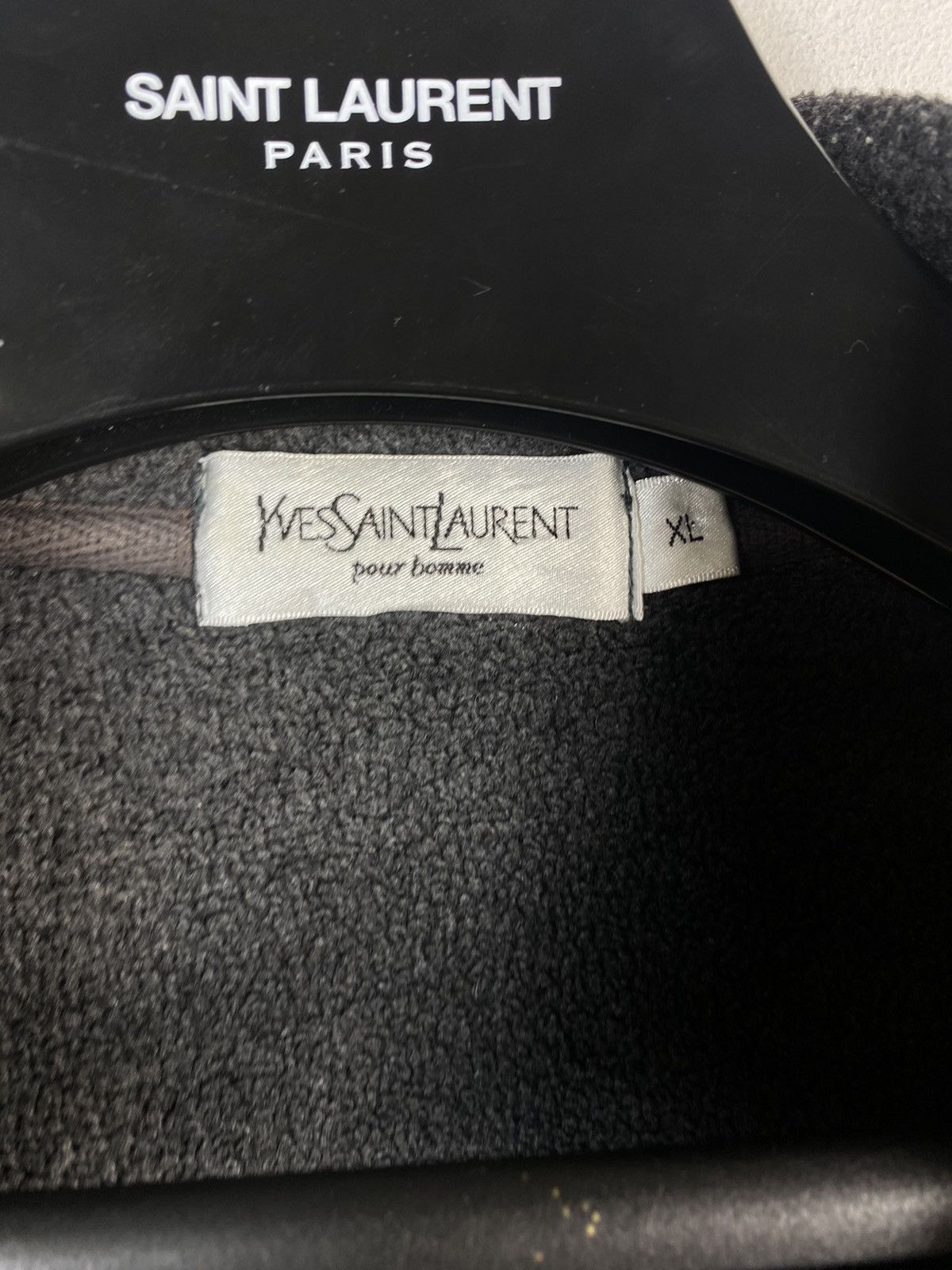 Yves Saint Laurent Fleece YSL Sweatshirt 1/4 Zip Big Logo Grey YSL Sweater Size US XL / EU 56 / 4 - 5 Thumbnail
