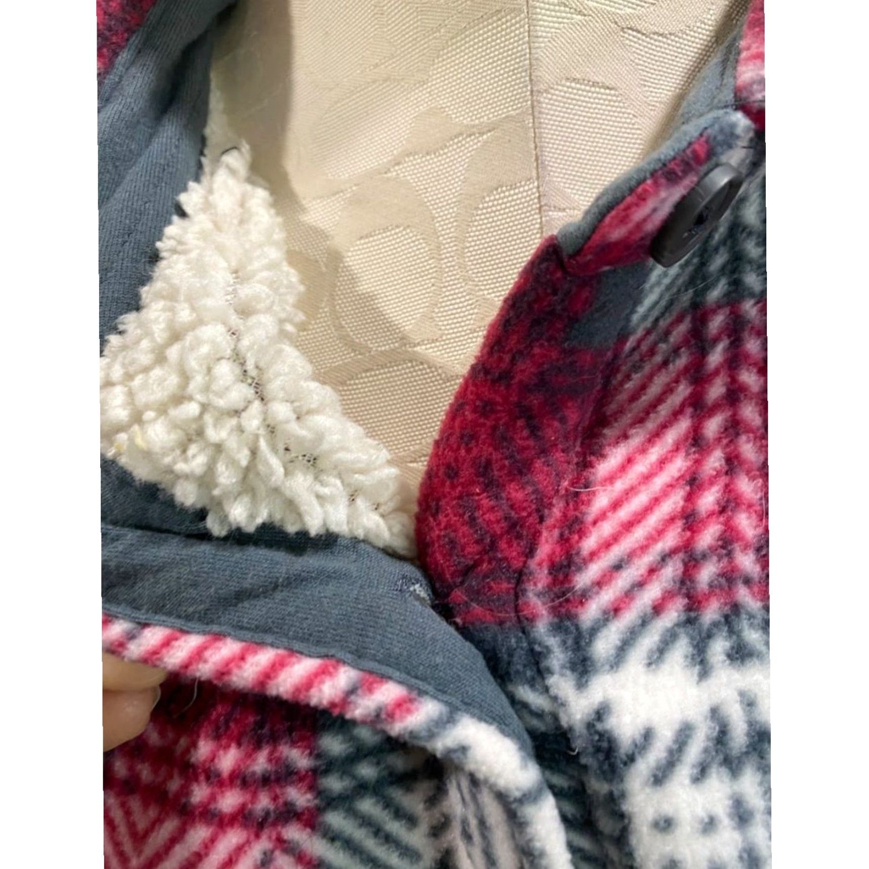 Vintage VINTAGE Soho Threads Womens Shacket Size M Sherpa Lined Fleece Red Plaid Jacket Size M / US 6-8 / IT 42-44 - 3 Thumbnail