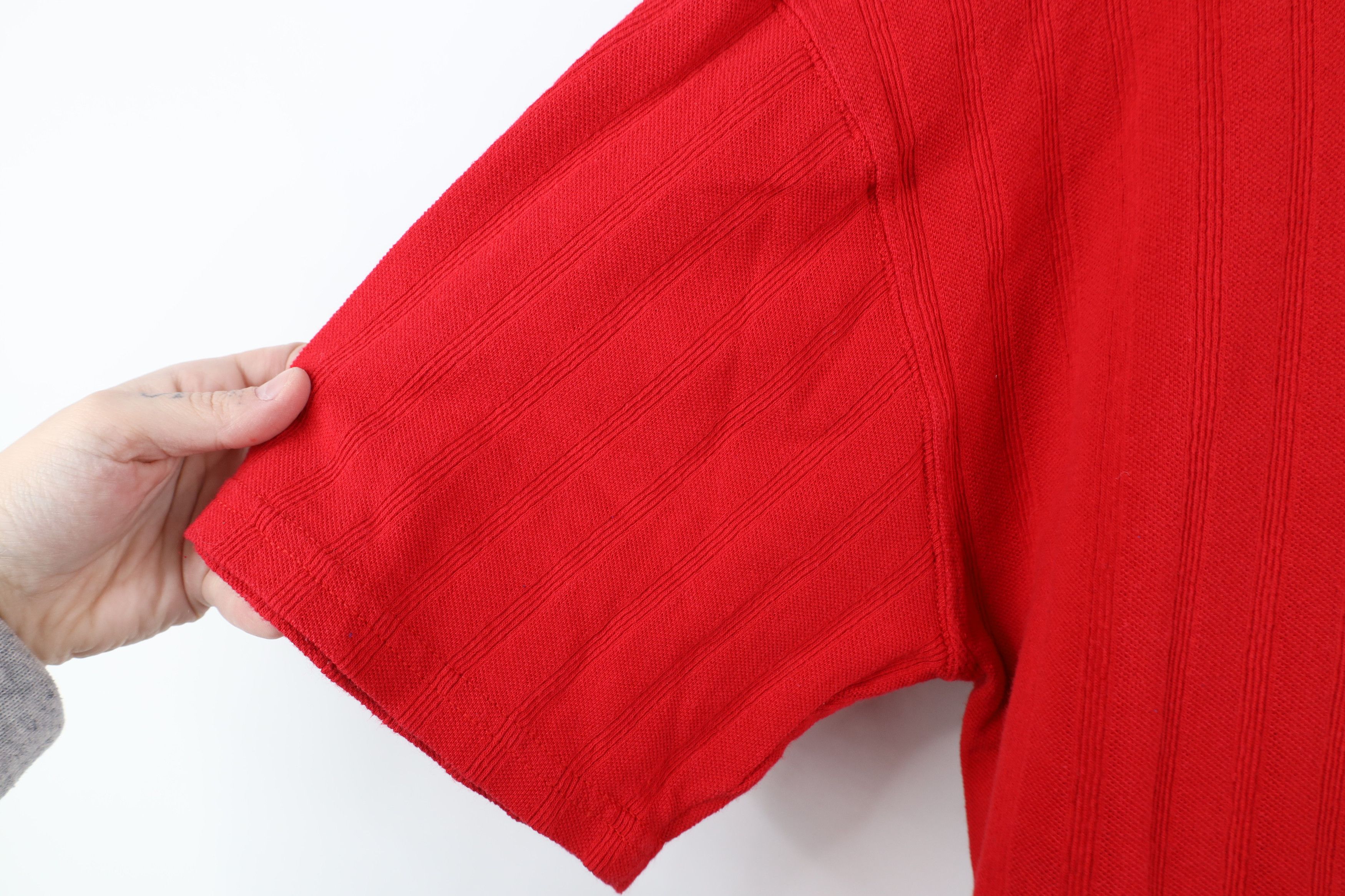 Vintage Vintage 90s Red Wings Hockey Ribbed Knit Henley T-Shirt Red Size US M / EU 48-50 / 2 - 8 Thumbnail