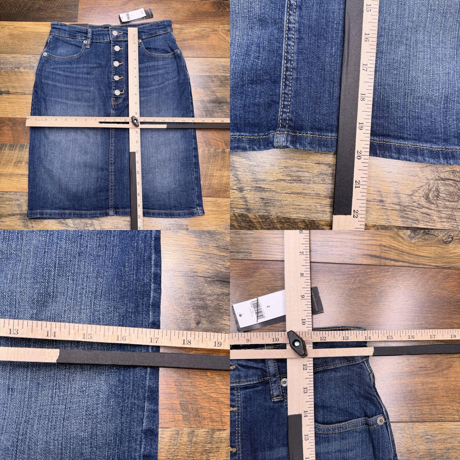 Banana Republic Banana Republic Denim Button Skirt Womens 2 High Rise Knee Length Blue Stretch Solid Pencil Skirt Regular Size 2 Womens Vintage No New with Tags Size 26" / US 2 / IT 38 - 8 Thumbnail