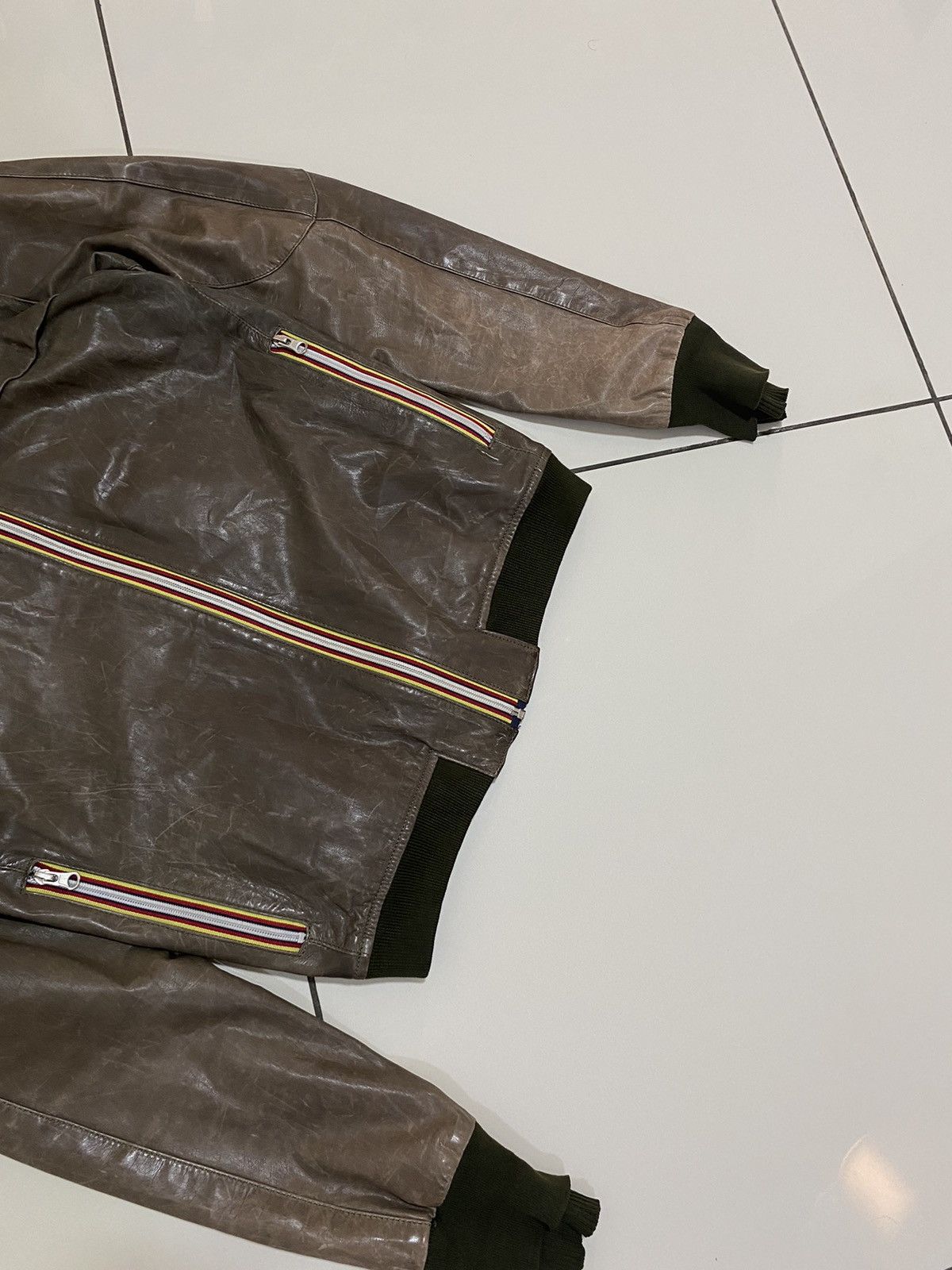 Designer × Vintage Gold Bunny Mens Leather Biker Motorcycle Bomber Jacket Italy Size US S / EU 44-46 / 1 - 14 Thumbnail