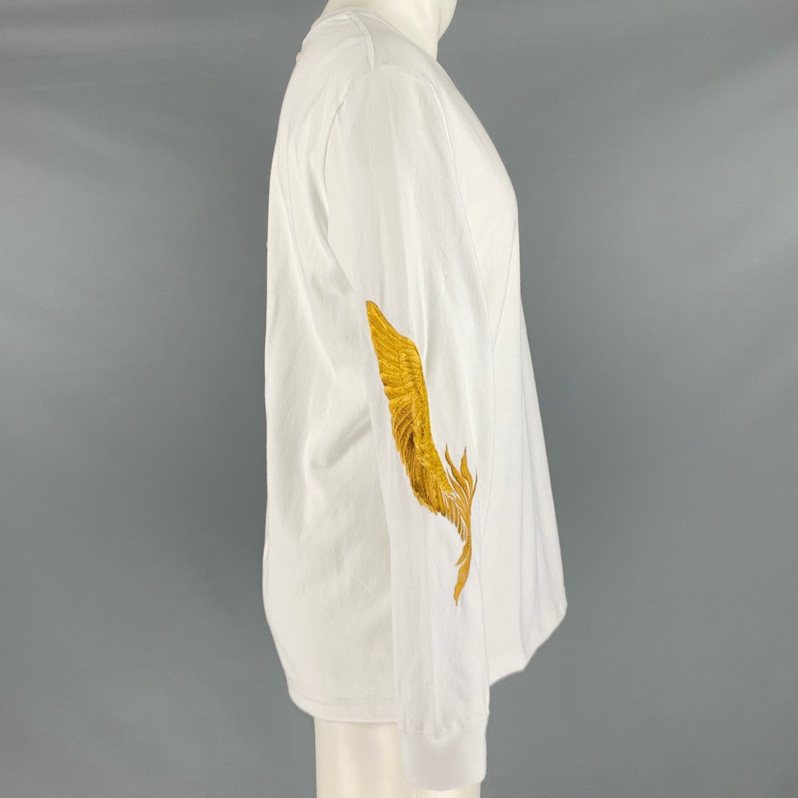 Christian Dada XS White Gold Embroidery Cotton Long Sleeve T-shirt Size US XS / EU 42 / 0 - 3 Thumbnail