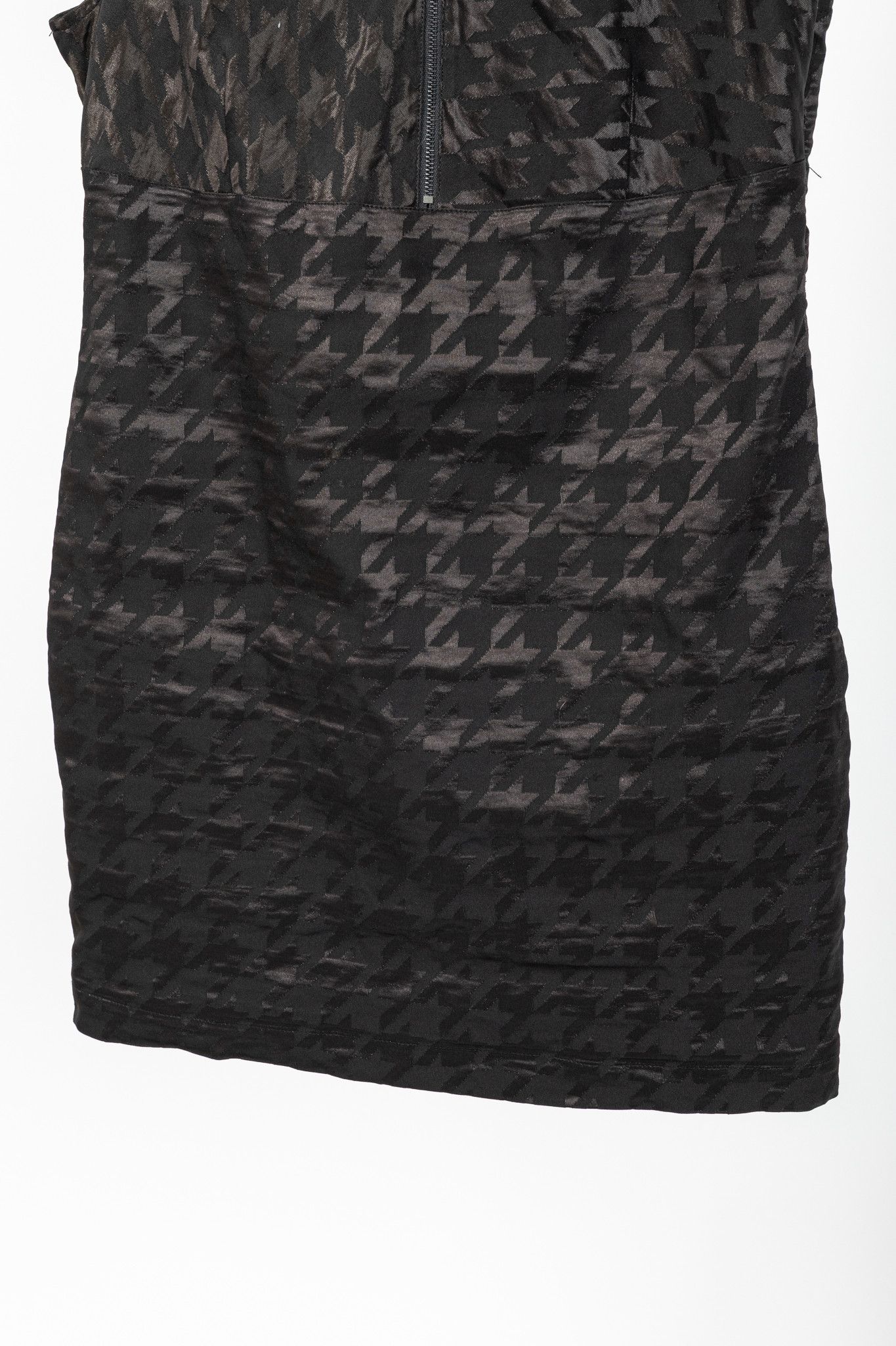 Sarah Pacini Sarah Pacini Black Metallic-Houndstooth High-Neck Mini Dress Size L / US 10 / IT 46 - 6 Thumbnail