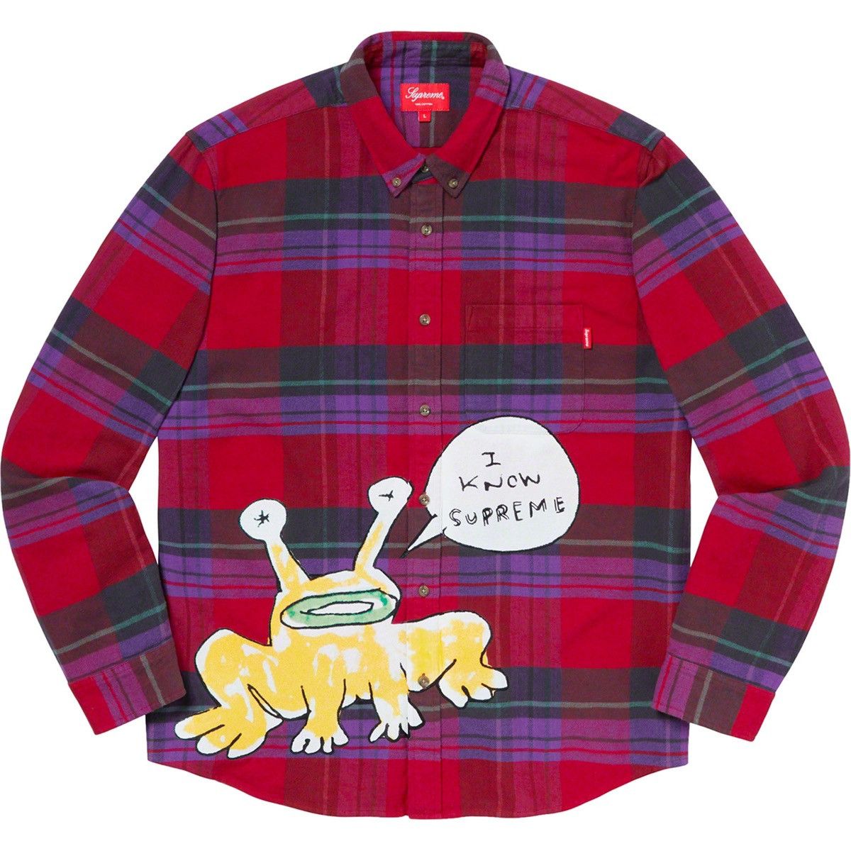 Supreme Supreme Daniel Johnston Plaid Flannel Button Up Red SS20 Size US M / EU 48-50 / 2 - 1 Thumbnail