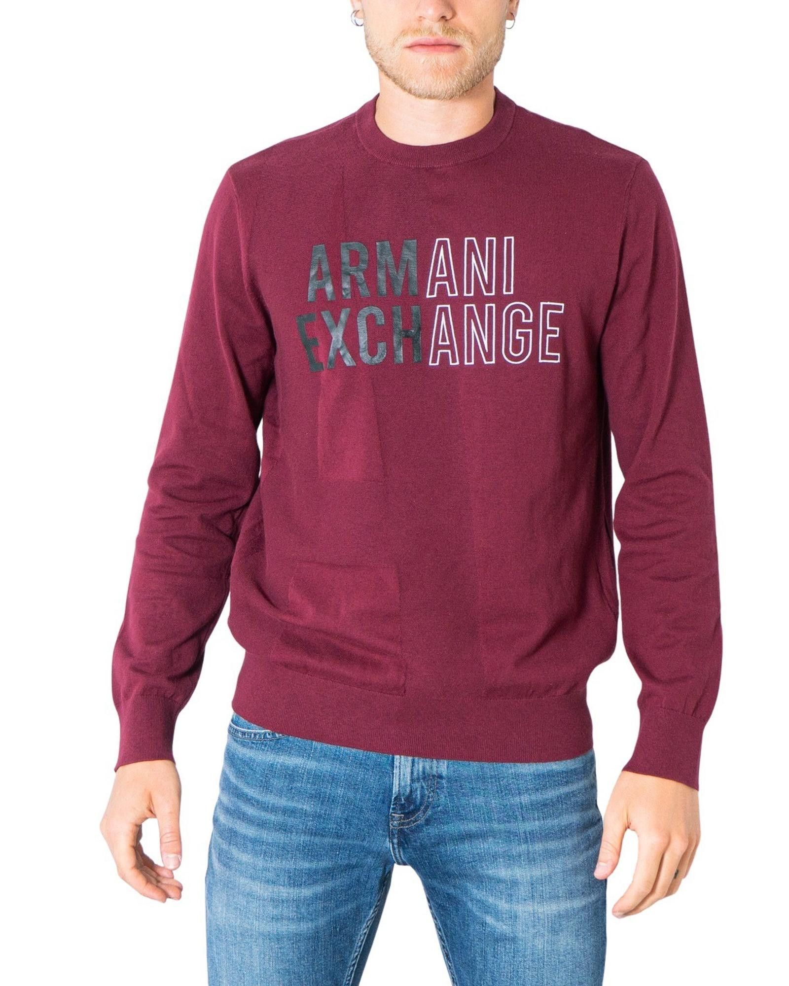 image of Armani Exchange Knitwear With Print Pattern - Long Sleeves in Bordeaux, Men's (Size XS)