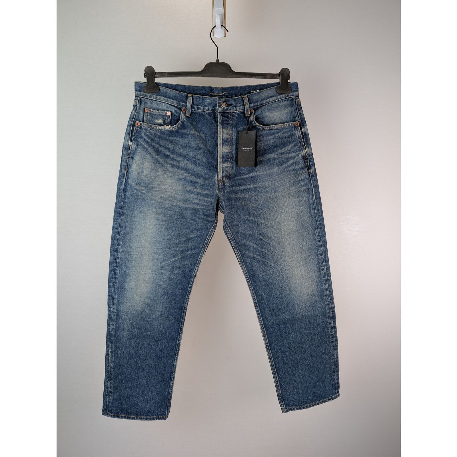 Saint Laurent Paris o1rshd1 Mick Jeans in Authentic Vintage Blue Size US 33 - 1 Thumbnail