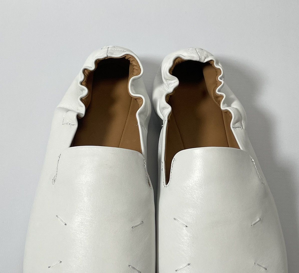 Maison Margiela S/S 21 White Leather Ballet Pump Loafers Size US 10 / IT 40 - 6 Thumbnail