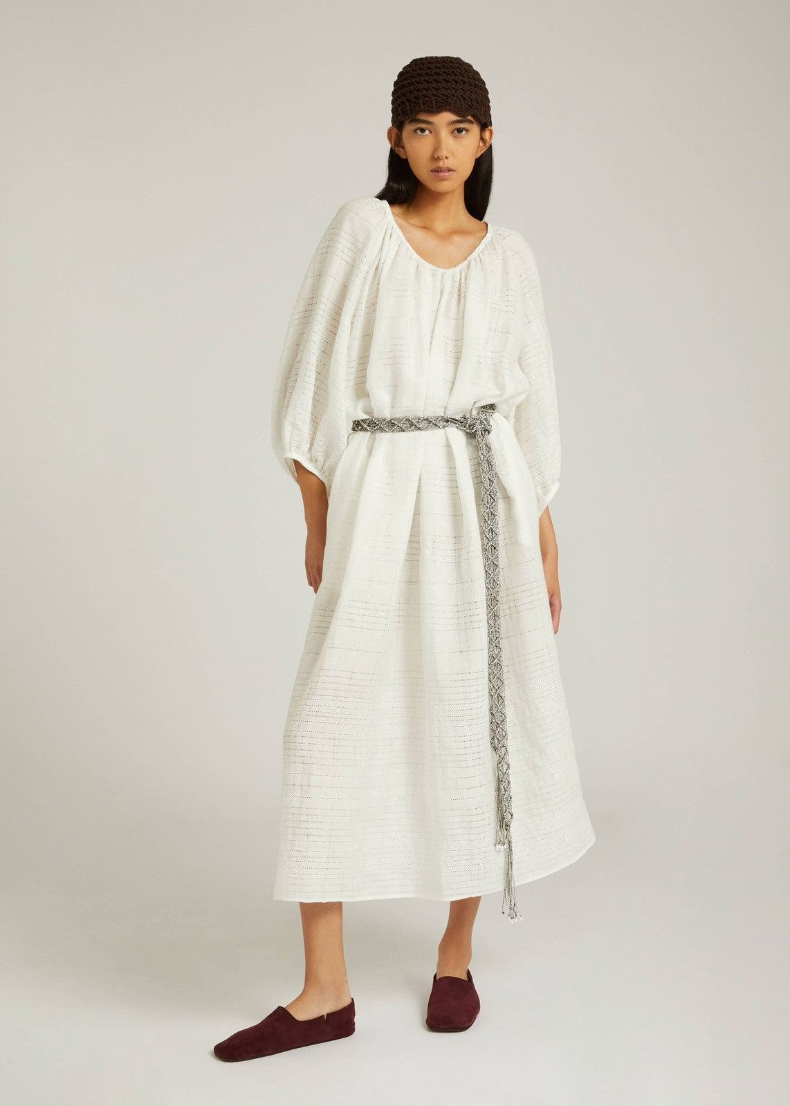 Loro Piana o1srvl11e0824 Medea Needle Midi Dress in White Size M / US 6-8 / IT 42-44 - 2 Thumbnail