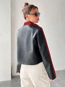 Other Women’s Cropped Biker Jacket | Red & Black Racing Style Size S / US 4 / IT 40 - 2 Thumbnail