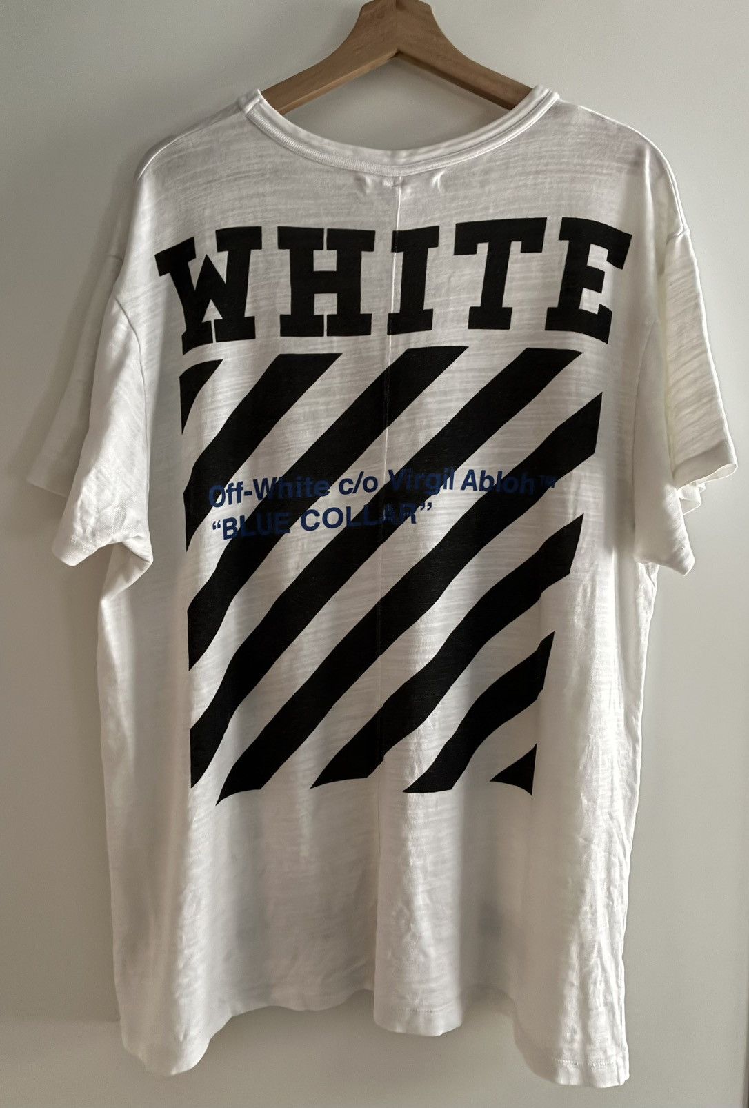 Off-White Off-White x Virgil Abloh "Blue Collar" Tee Size US M / EU 48-50 / 2 - 1 Thumbnail