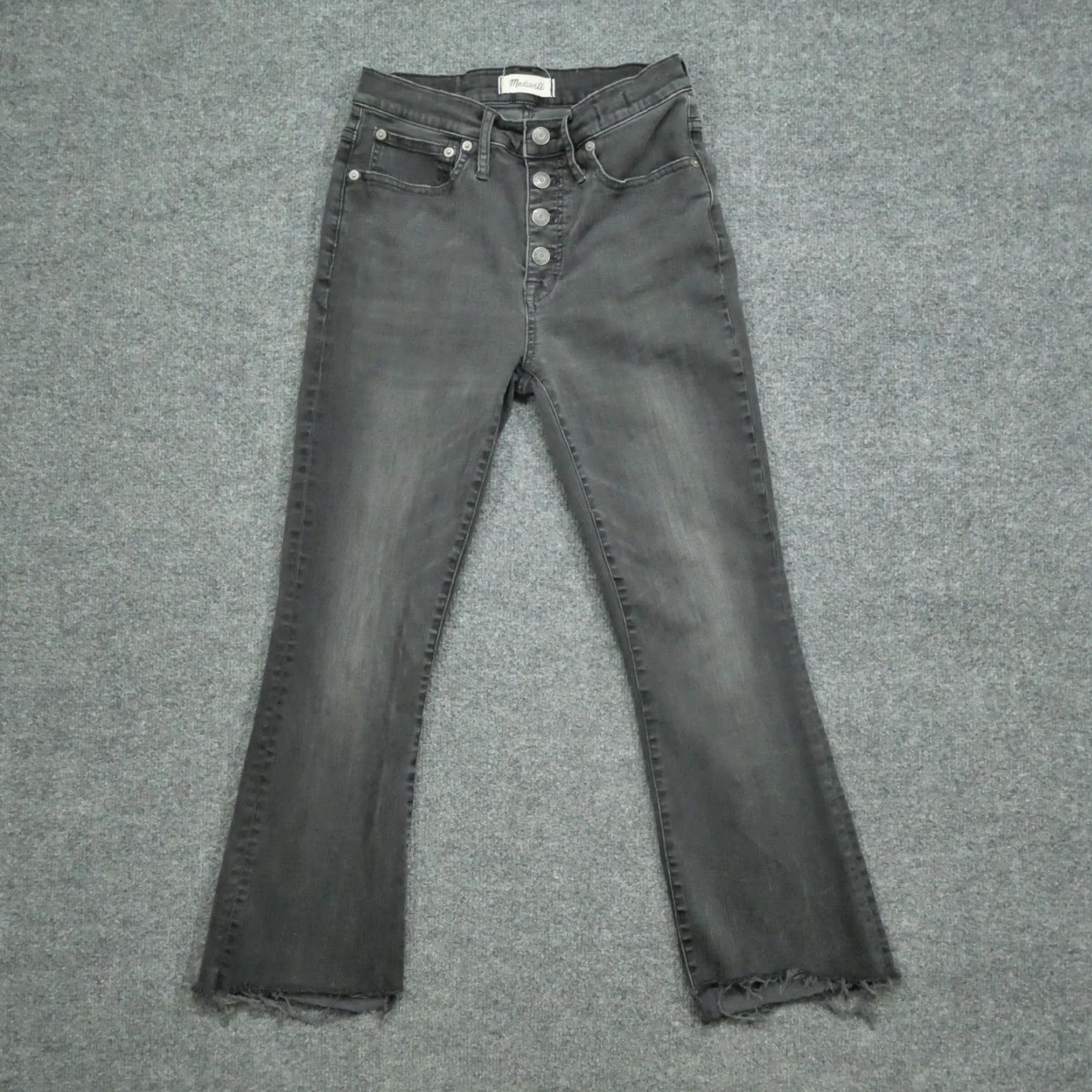 Madewell Madewell Jeans Womens 27 Black Grey Cali Demi Boot Button Fly 26x26 Regular Size 27" / US 4 / IT 40 - 2 Thumbnail