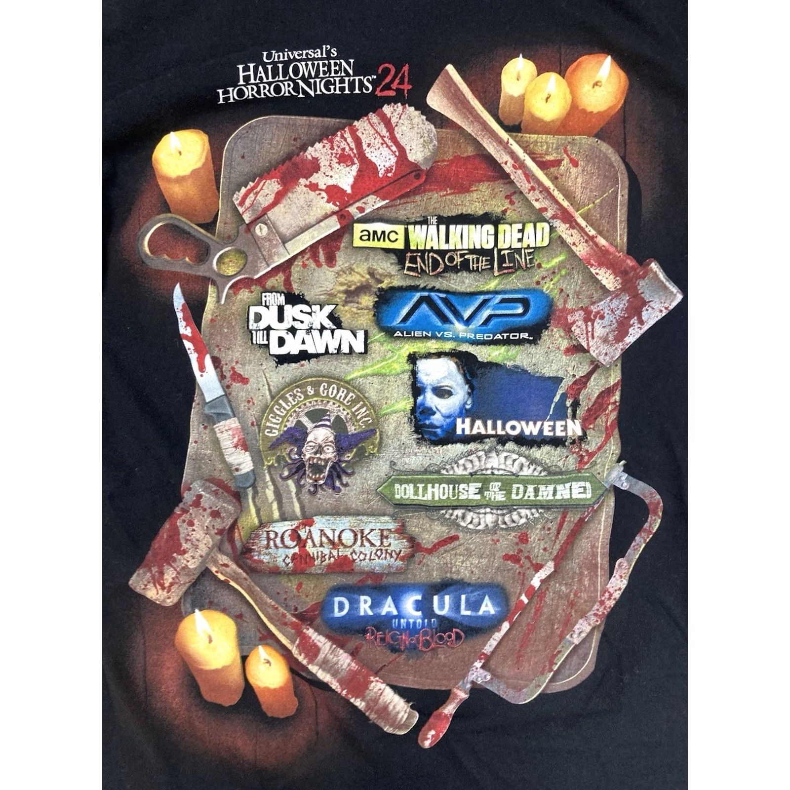 Vintage Universal Studios Halloween Horror Nights 24 Graphic T-shirt Women XS Black Size XS / US 0-2 / IT 36-38 - 2 Thumbnail