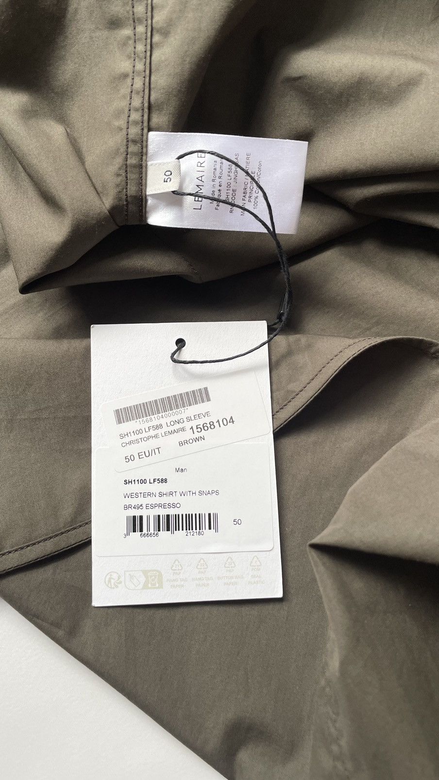 Lemaire S/S 24 ‘Espresso’ Cotton Western Shirt Size US L / EU 52-54 / 3 - 12 Thumbnail