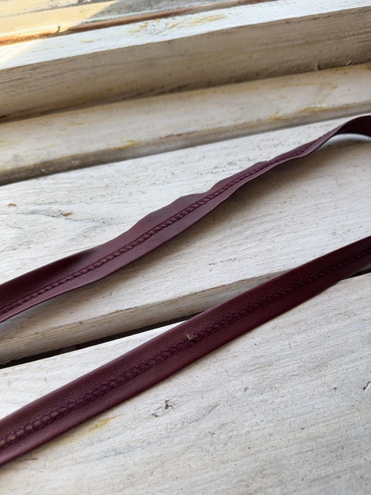 Genuine Leather Retro Vintage Burgundy Leather Tie 90s Western Biker Style Size ONE SIZE - 9 Thumbnail