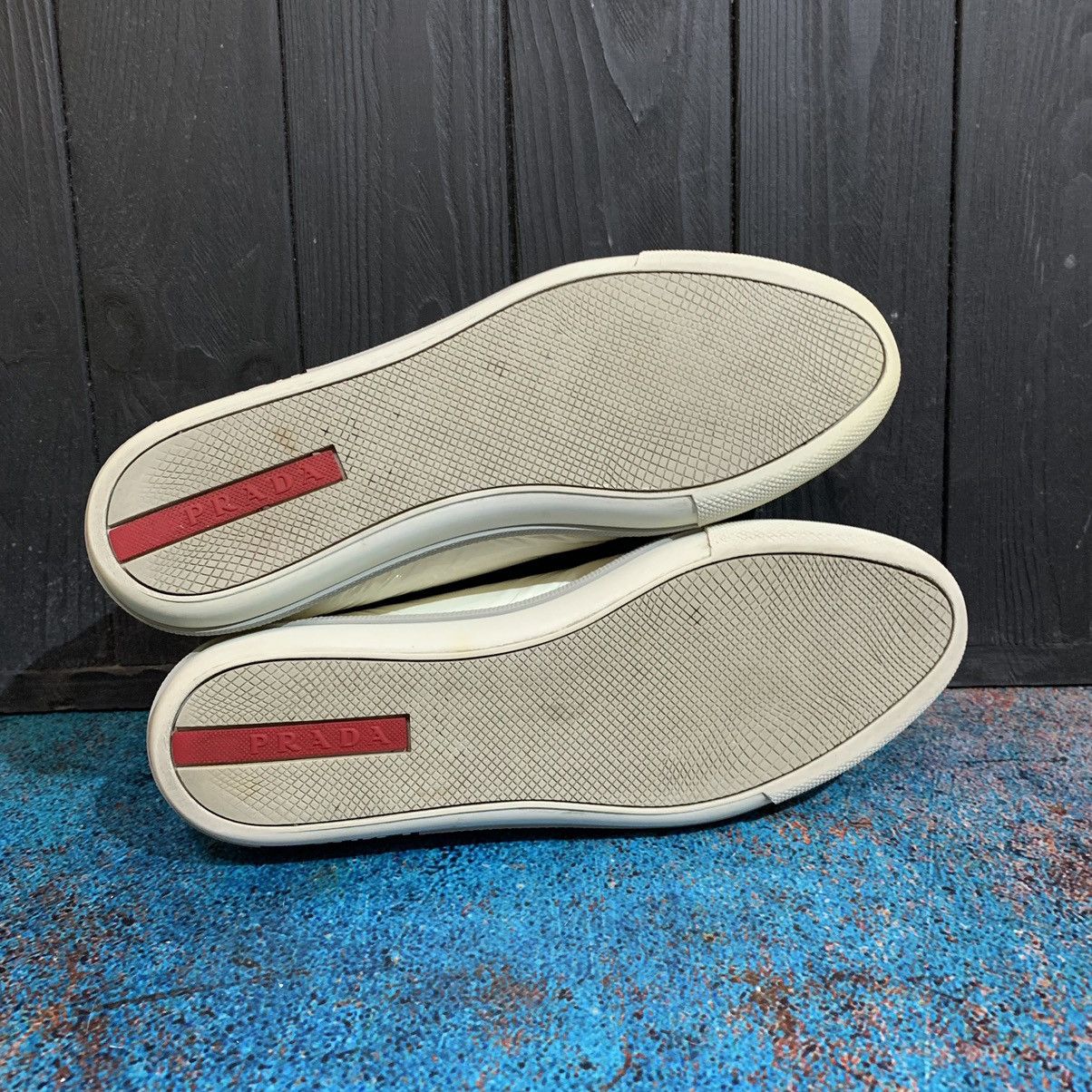 Prada × Vintage Prada Red Tab Leather Sneakers Size 35.5 Size US 5.5 / IT 35.5 - 8 Thumbnail