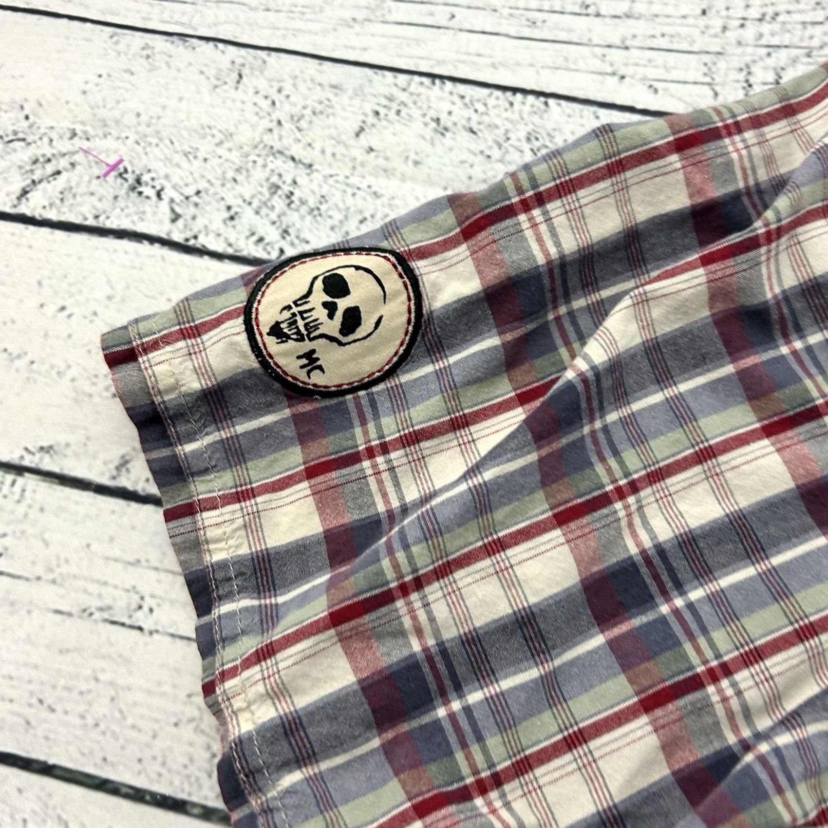 Harley Davidson Harley-Davidson Short Sleeve Plaid Button-Up Shirt Mens L Blue Gray Red White Pocketed) Size US L / EU 52-54 / 3 - 4 Thumbnail