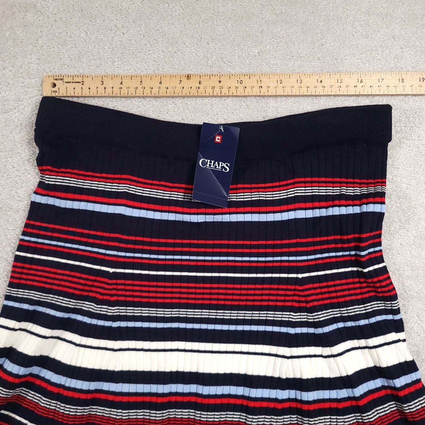 Chaps Chaps Skirt Womens XL Blue Red White Striped Pleated Knit Pull On Midi New Size 40" / US 18 - 7 Thumbnail