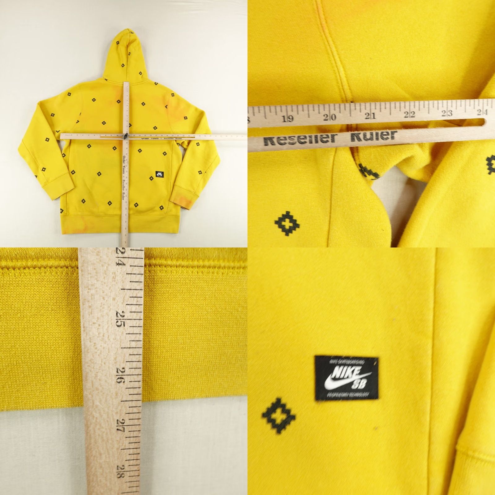 Nike NIKE Hoodie Mens Medium Yellow Black SB Icon Diamond Skateboarding Sweatshirt Pullover Hooded Pockets Regular 90s Concert Western Mens Size US M / EU 48-50 / 2 - 8 Thumbnail
