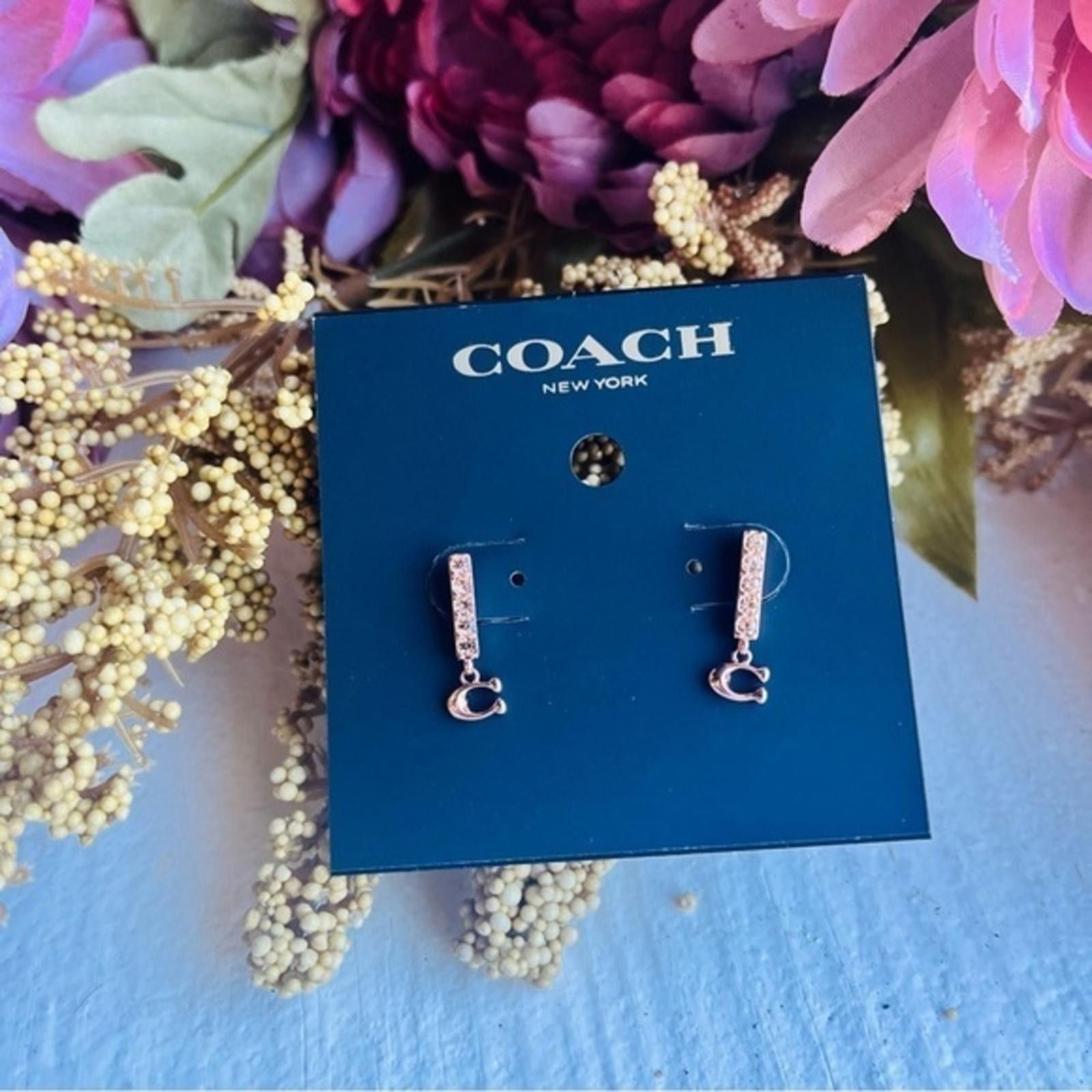 Coach Coach Rose Gold Bar Stud Earrings NWT Size ONE SIZE - 2 Thumbnail