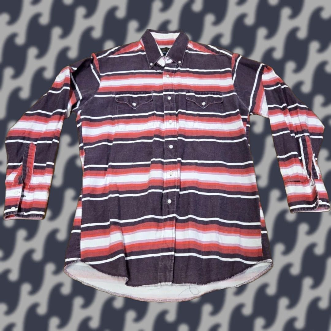 Vintage VINTAGE Panhandle Slim Shirt Mens 16.5 34 Pink Purple Striped Western Shirt Size US XL / EU 56 / 4 - 1 Thumbnail