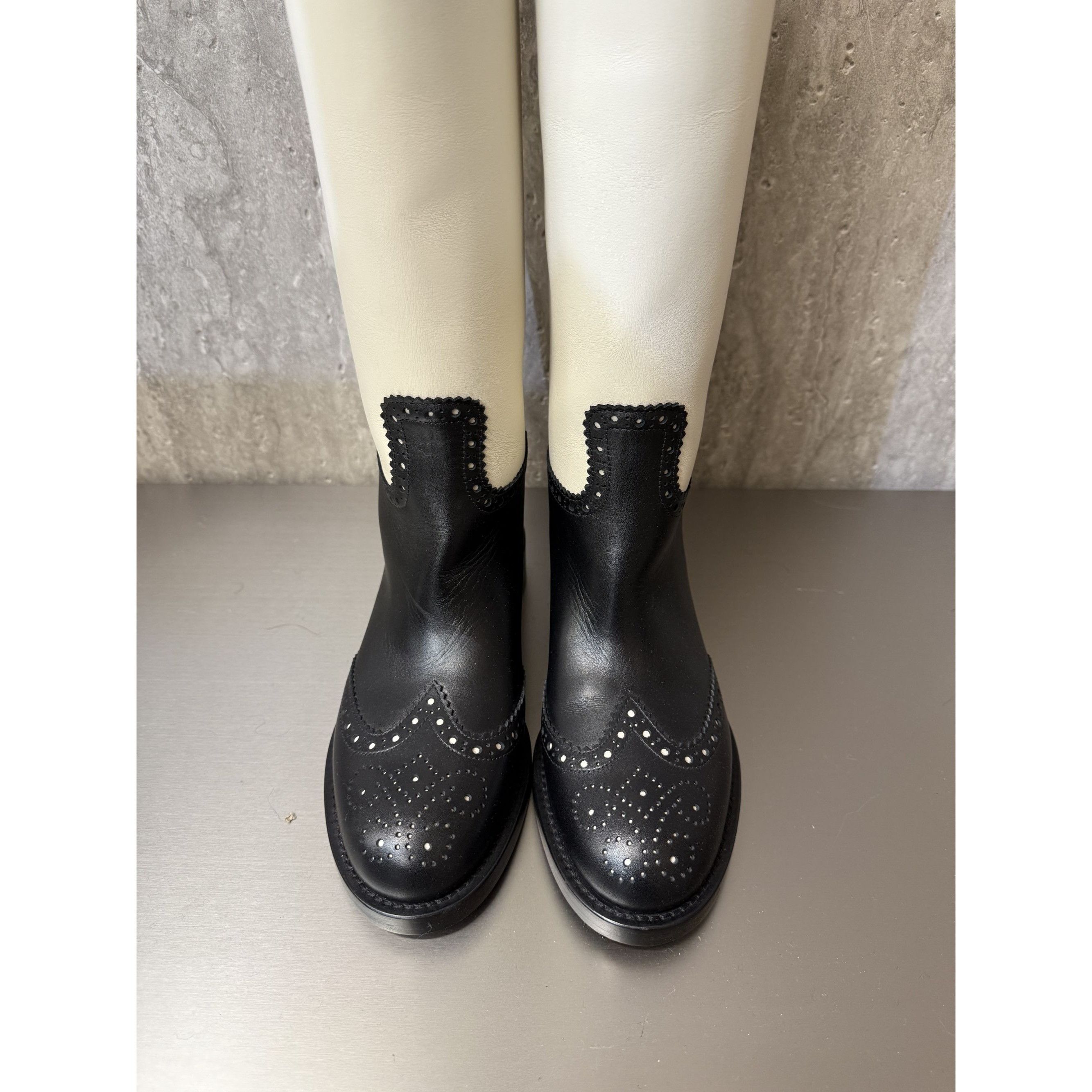 Dior Christian Dior Womens Two-Tone Leather Tall Riding Boots Bla Size US 6.5 / IT 36.5 - 15 Thumbnail